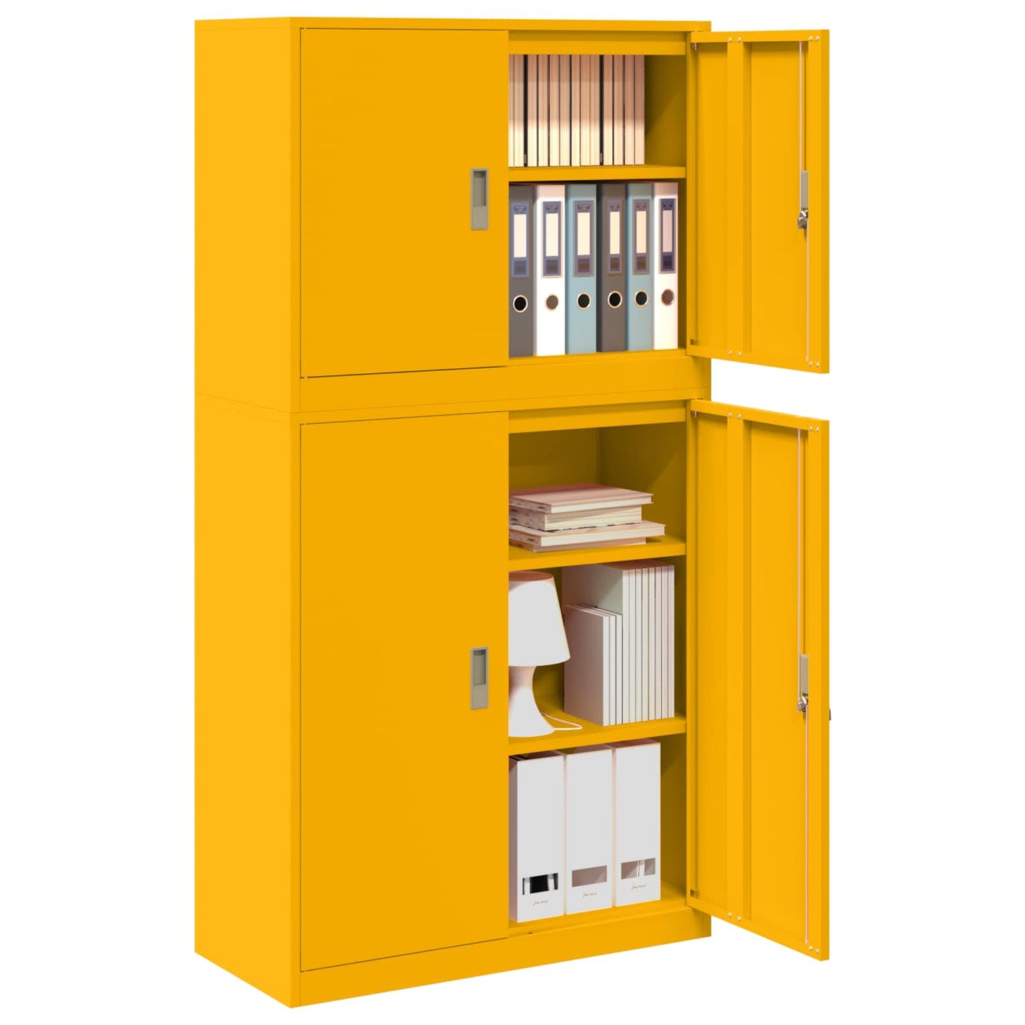 vidaXL Ντουλάπι αποθήκευσης 2 τμχ. Μουσταρδί 90 x 40 x 175 εκ Ατσάλι