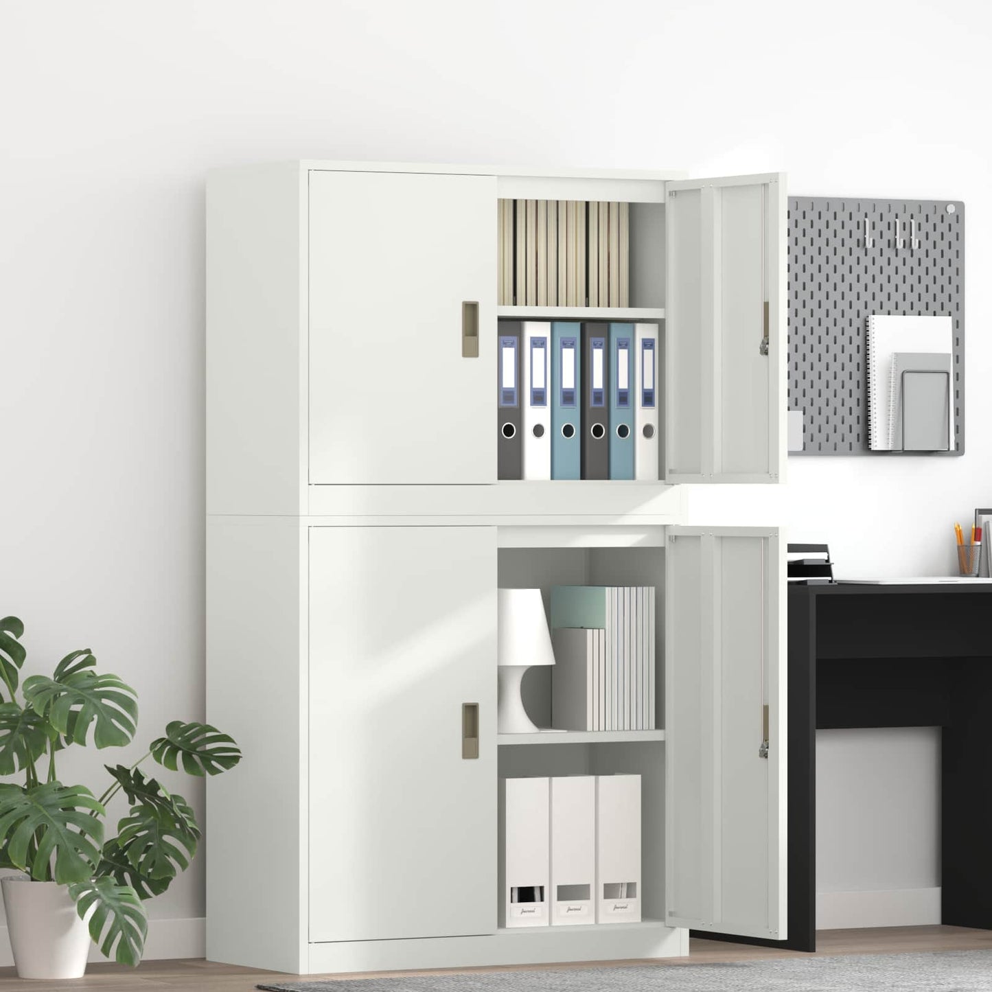 vidaXL Ντουλάπι αποθήκευσης 2 τμχ. Λευκό 90 x 40 x 175 εκ Ατσάλι