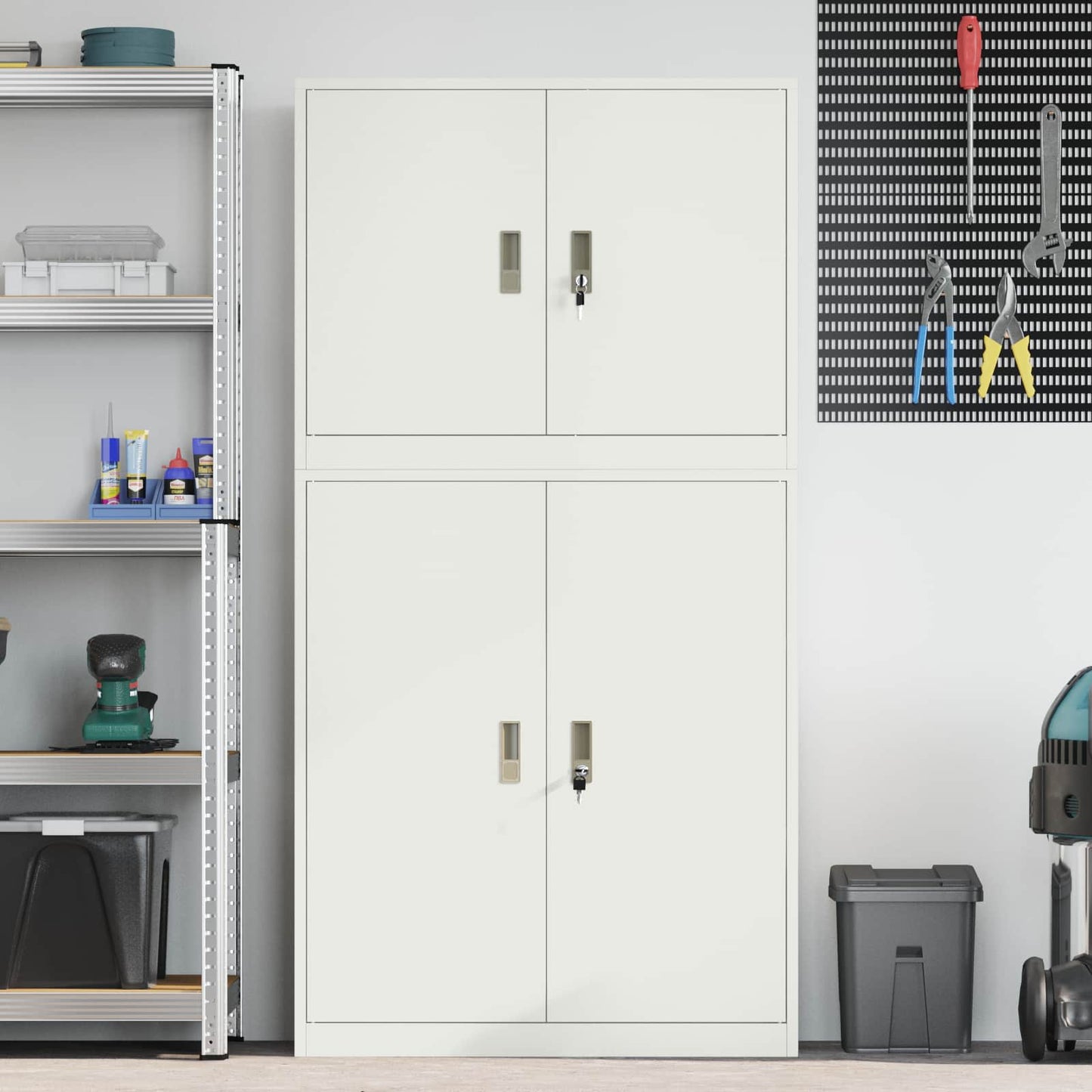 vidaXL Ντουλάπι αποθήκευσης 2 τμχ. Λευκό 90 x 40 x 175 εκ Ατσάλι