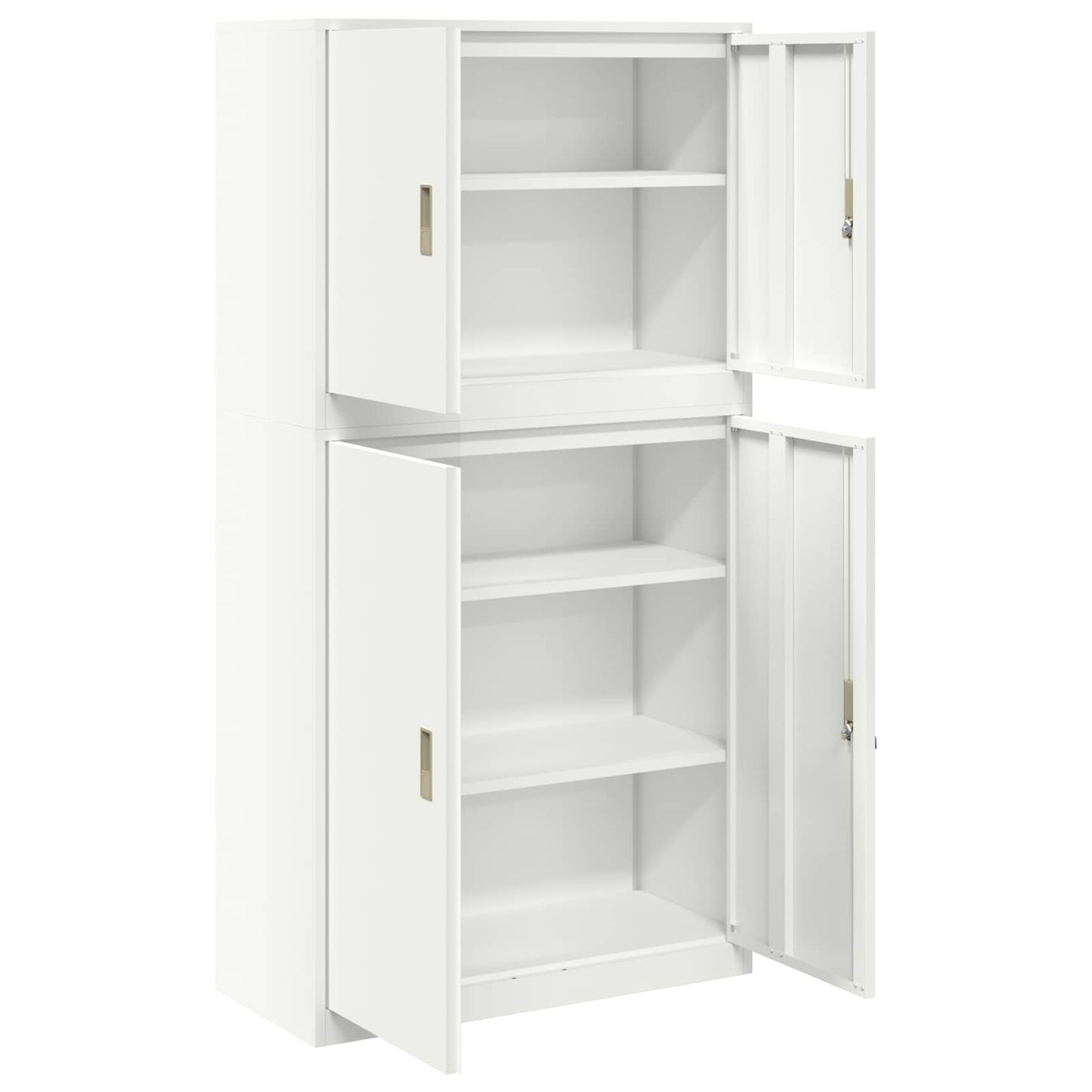 vidaXL Ντουλάπι αποθήκευσης 2 τμχ. Λευκό 90 x 40 x 175 εκ Ατσάλι