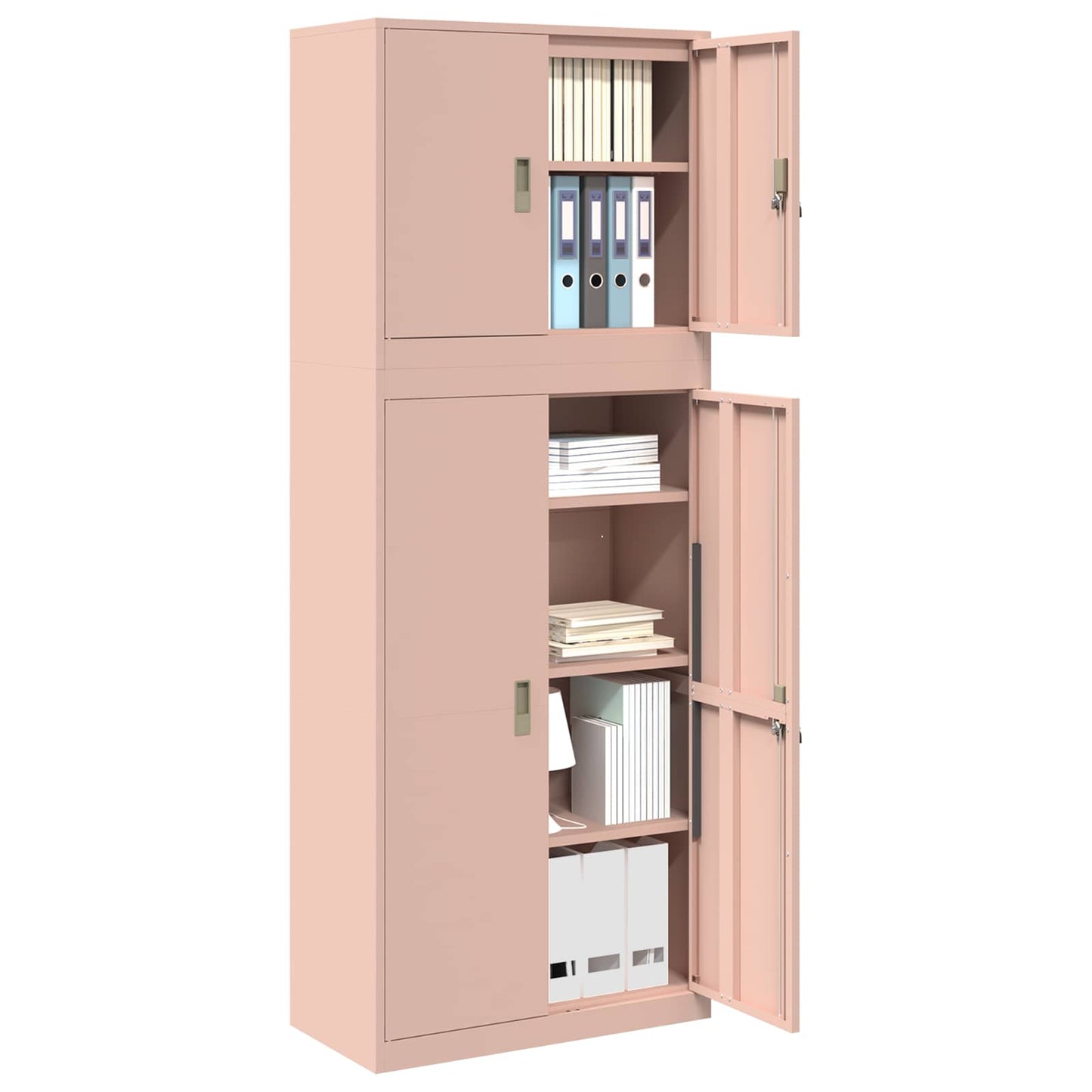 vidaXL Ντουλάπι αποθήκευσης 2 τμχ. Ροζ 80 x 40 x 210 εκ Ατσάλι