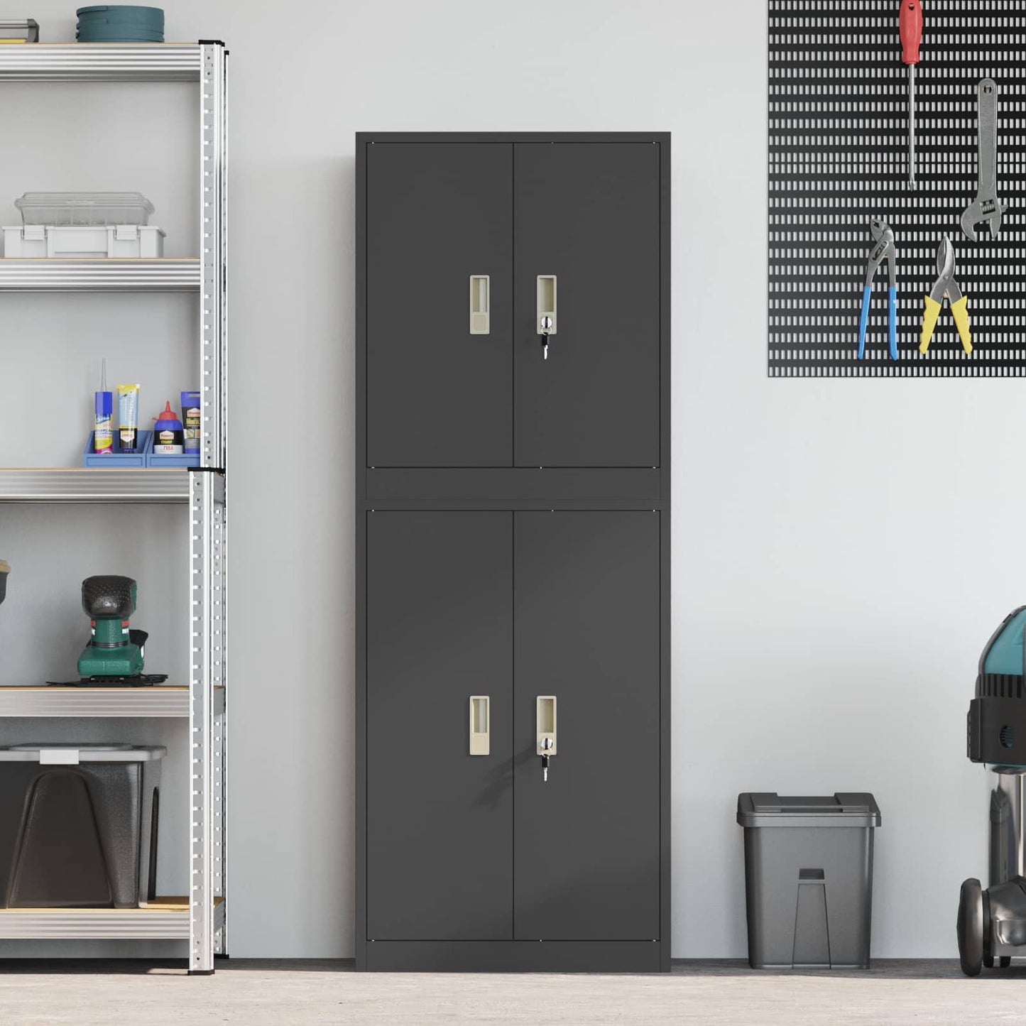 vidaXL Ντουλάπι αποθήκευσης 2 τμχ. Μαύρο 60 x 40 x 160 εκ Ατσάλι