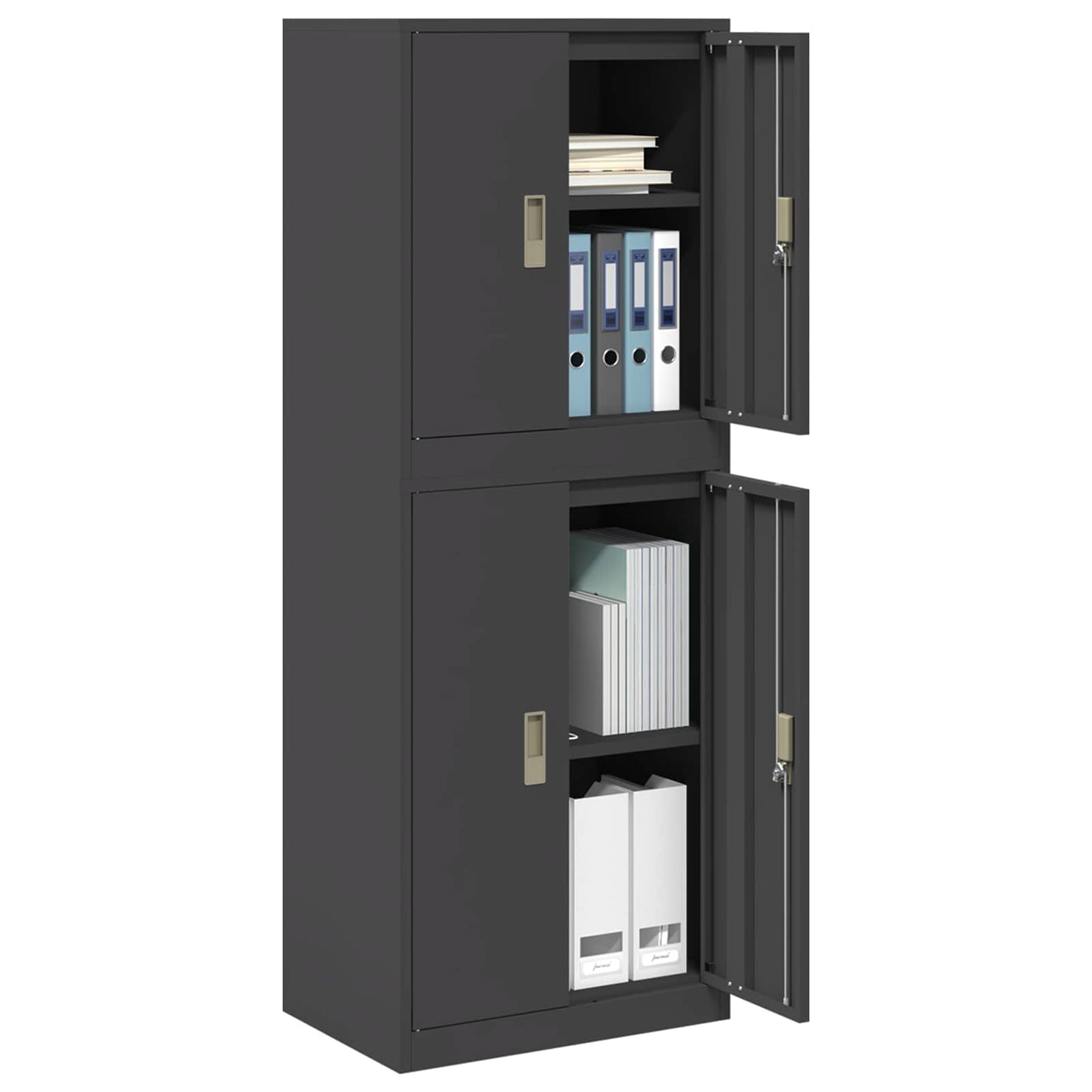 vidaXL Ντουλάπι αποθήκευσης 2 τμχ. Μαύρο 60 x 40 x 160 εκ Ατσάλι