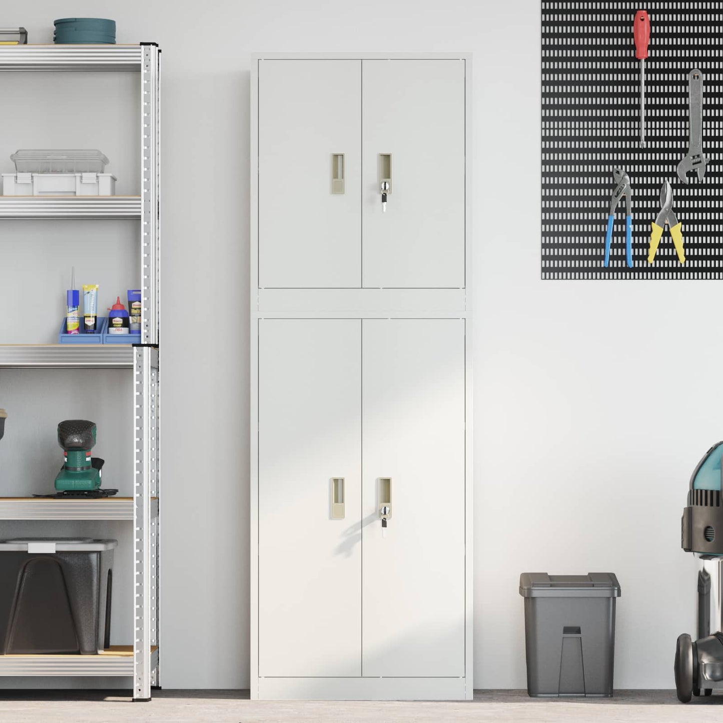 vidaXL Ντουλάπι αποθήκευσης 2 τμχ. Λευκό 60 x 40 x 175 εκ Ατσάλι