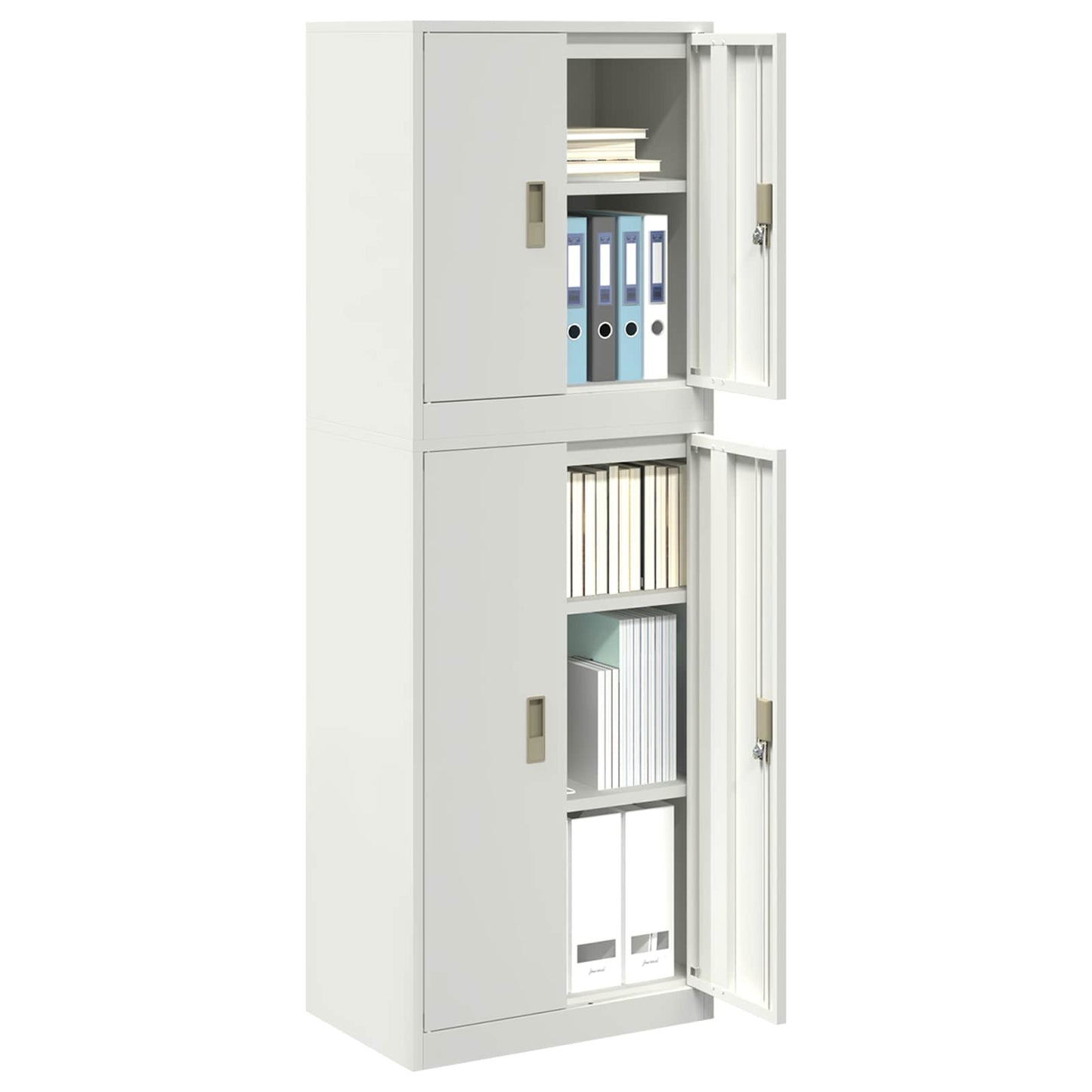 vidaXL Ντουλάπι αποθήκευσης 2 τμχ. Λευκό 60 x 40 x 175 εκ Ατσάλι