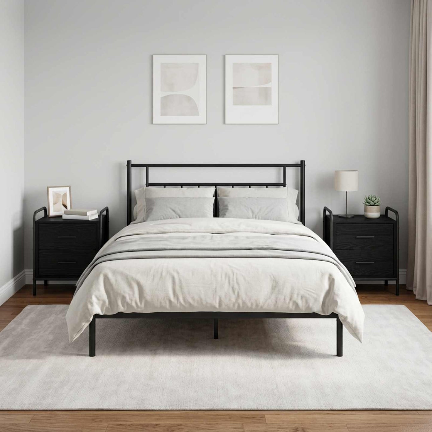 vidaXL Κομοδίνο 2 τμχ. Μαύρη Δρυς 40 x 30 x 50 cm Επεξεργασμένο Ξύλο