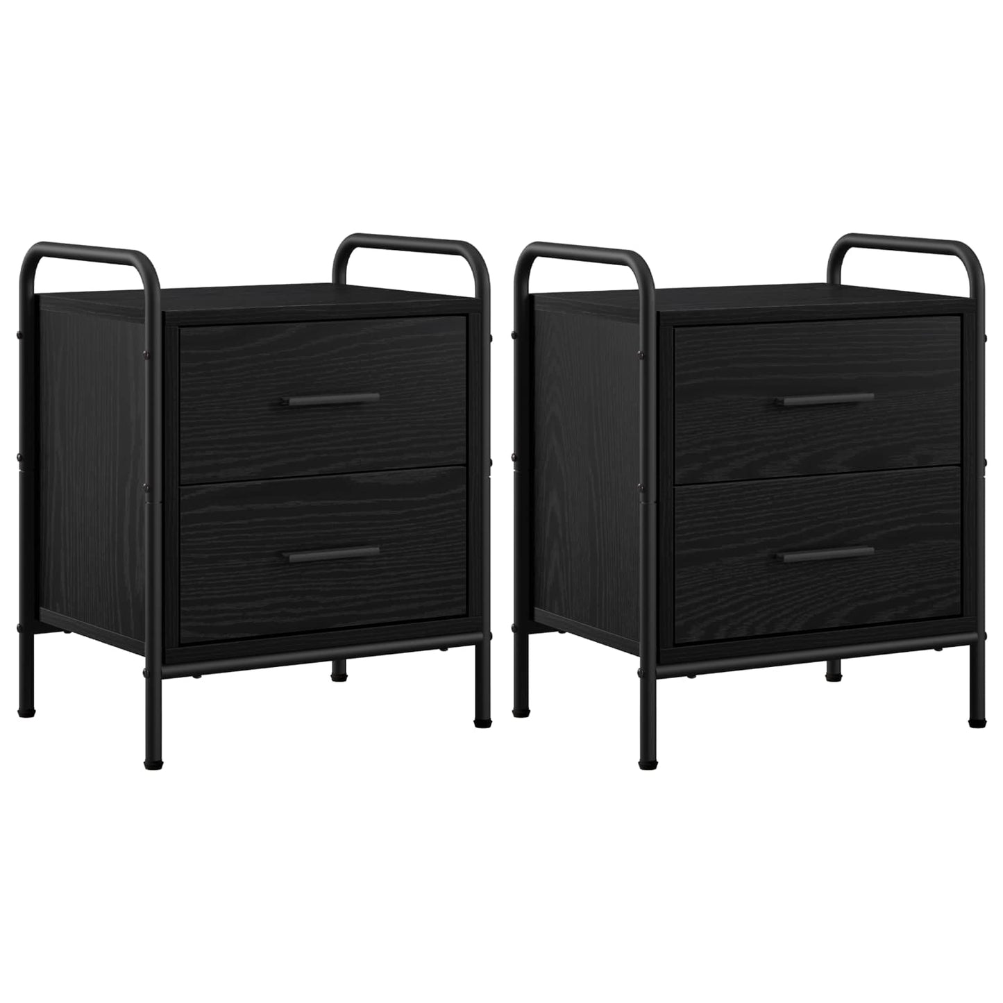 vidaXL Κομοδίνο 2 τμχ. Μαύρη Δρυς 40 x 30 x 50 cm Επεξεργασμένο Ξύλο