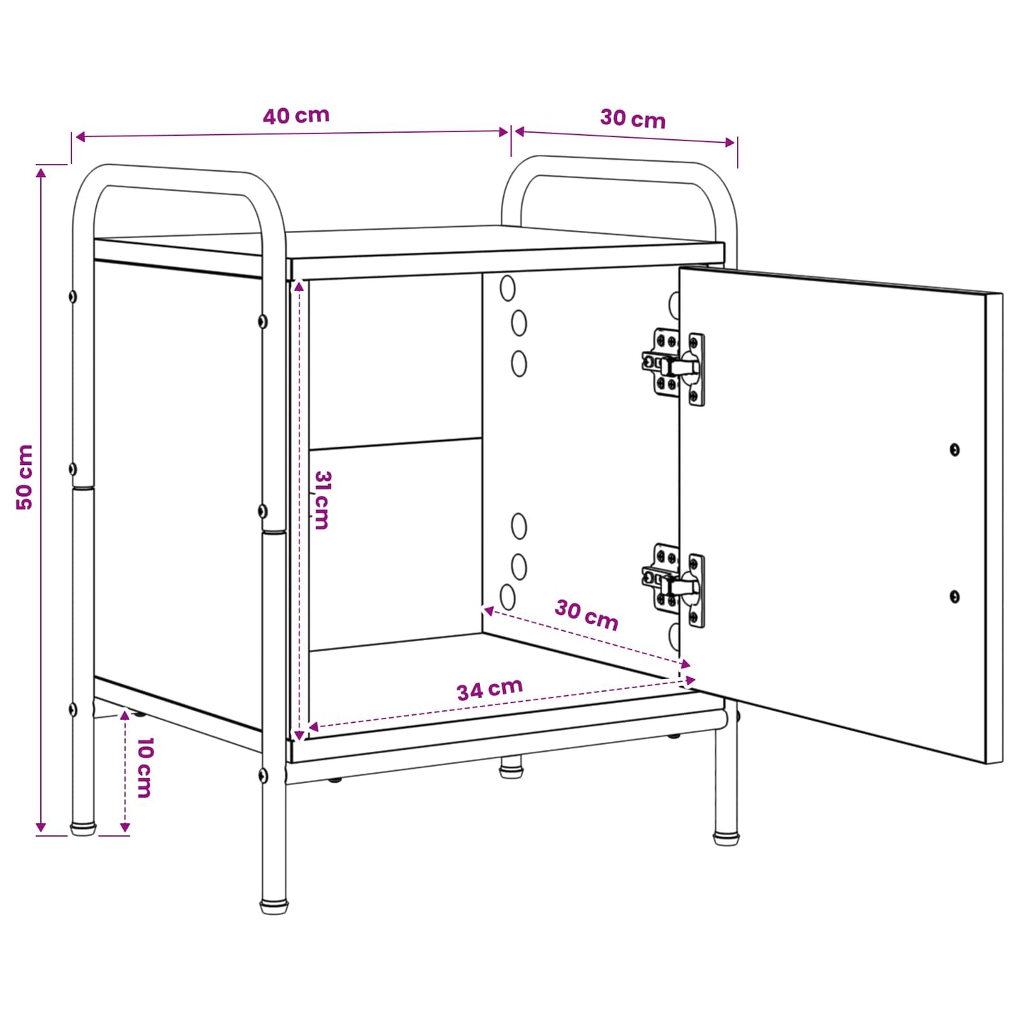 vidaXL Κομοδίνο Artisan Δρυς 40 x 30 x 50 cm Επεξεργασμένο Ξύλο