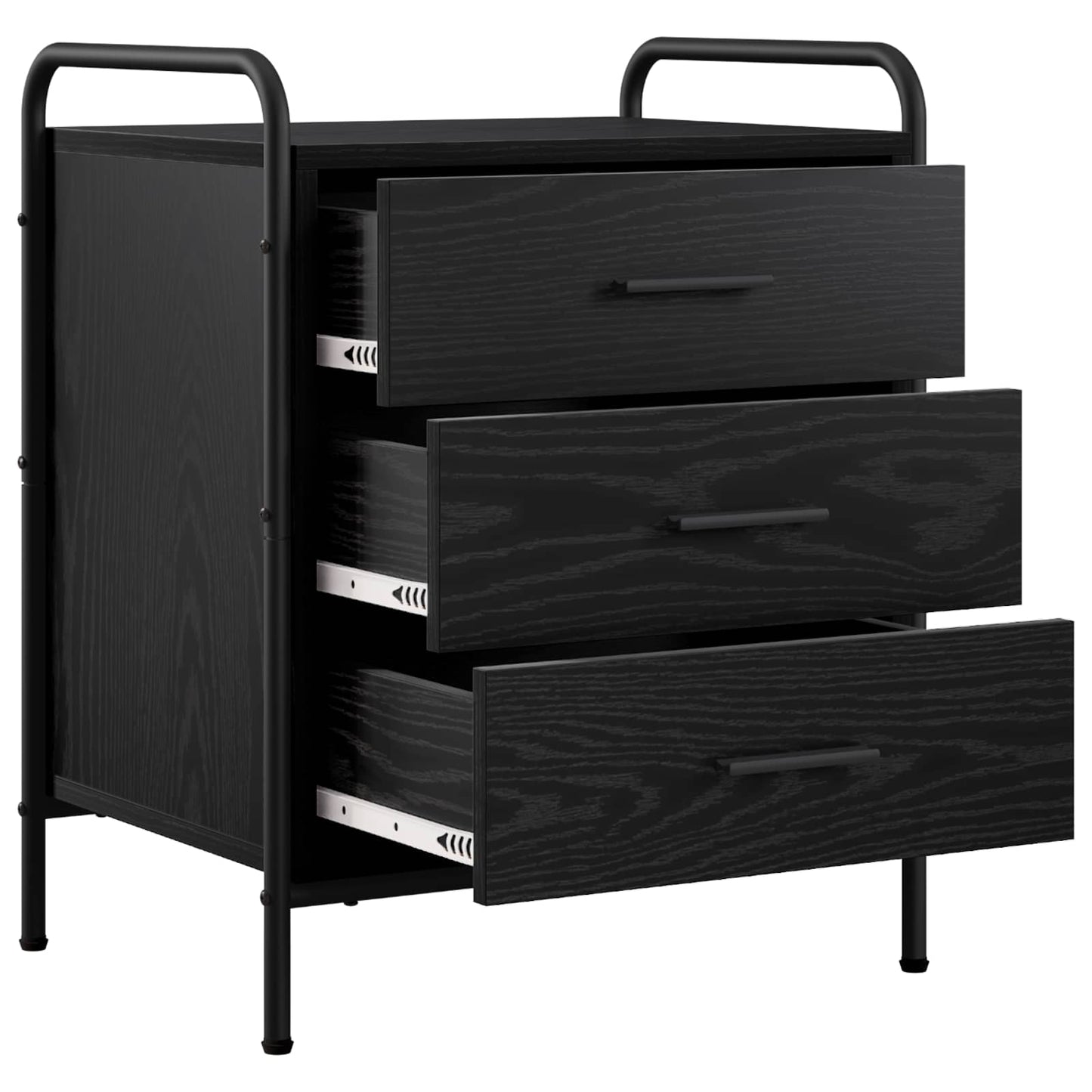 vidaXL Κομοδίνο Μαύρη Δρυς 48 x 36,5 x 60 εκ Επεξεργασμένο Ξύλο