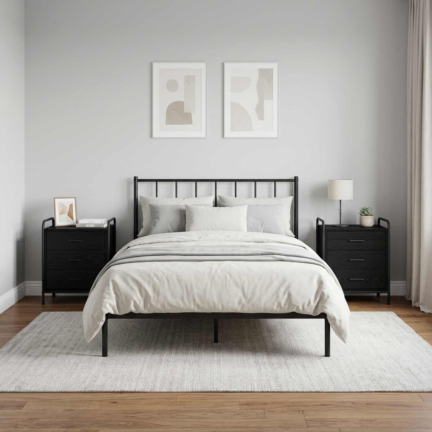 vidaXL Κομοδίνο 2 τμχ. Μαύρη Δρυς 48 x 36,5 x 60 εκ Επεξεργασμένο Ξύλο