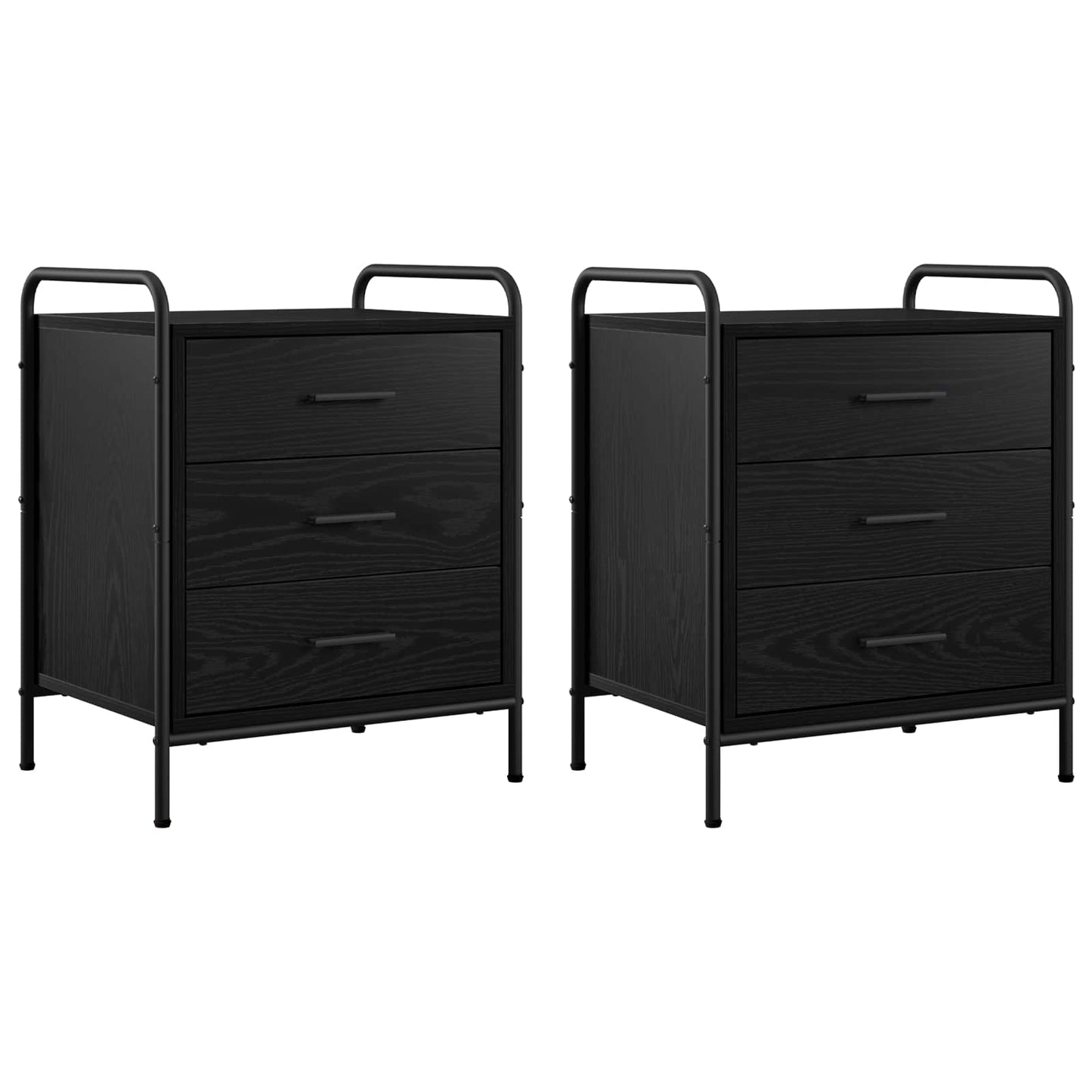 vidaXL Κομοδίνο 2 τμχ. Μαύρη Δρυς 48 x 36,5 x 60 εκ Επεξεργασμένο Ξύλο