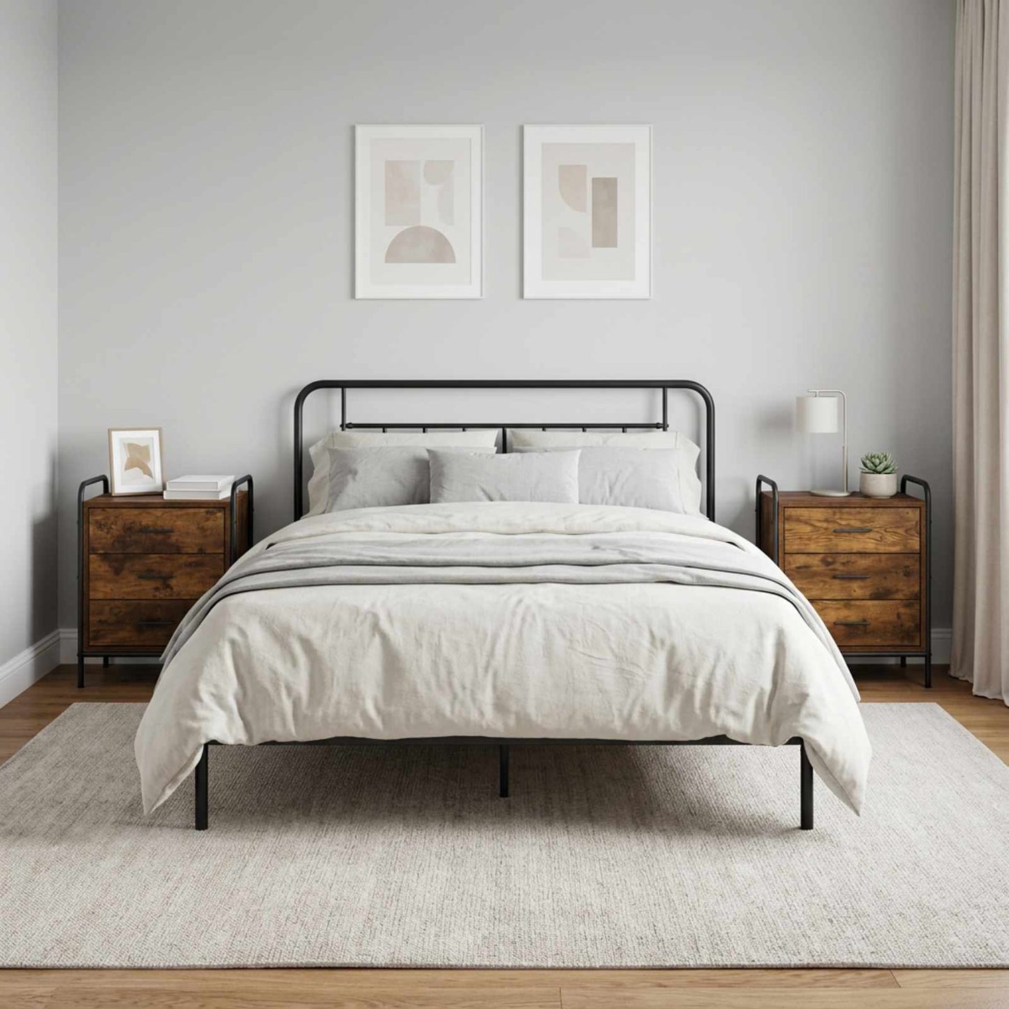 vidaXL Κομοδίνο 2 τμχ. Καπνισμένο Ξύλο Δρυός 48 x 36,5 x 60 εκ