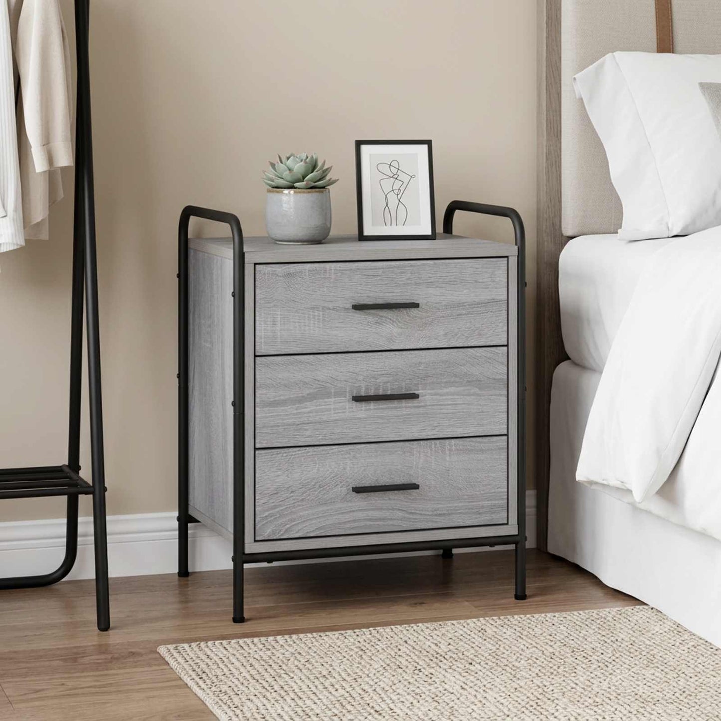 vidaXL Κομοδίνο Γκρι Sonoma 48 x 36,5 x 60 εκ Επεξεργασμένο Ξύλο