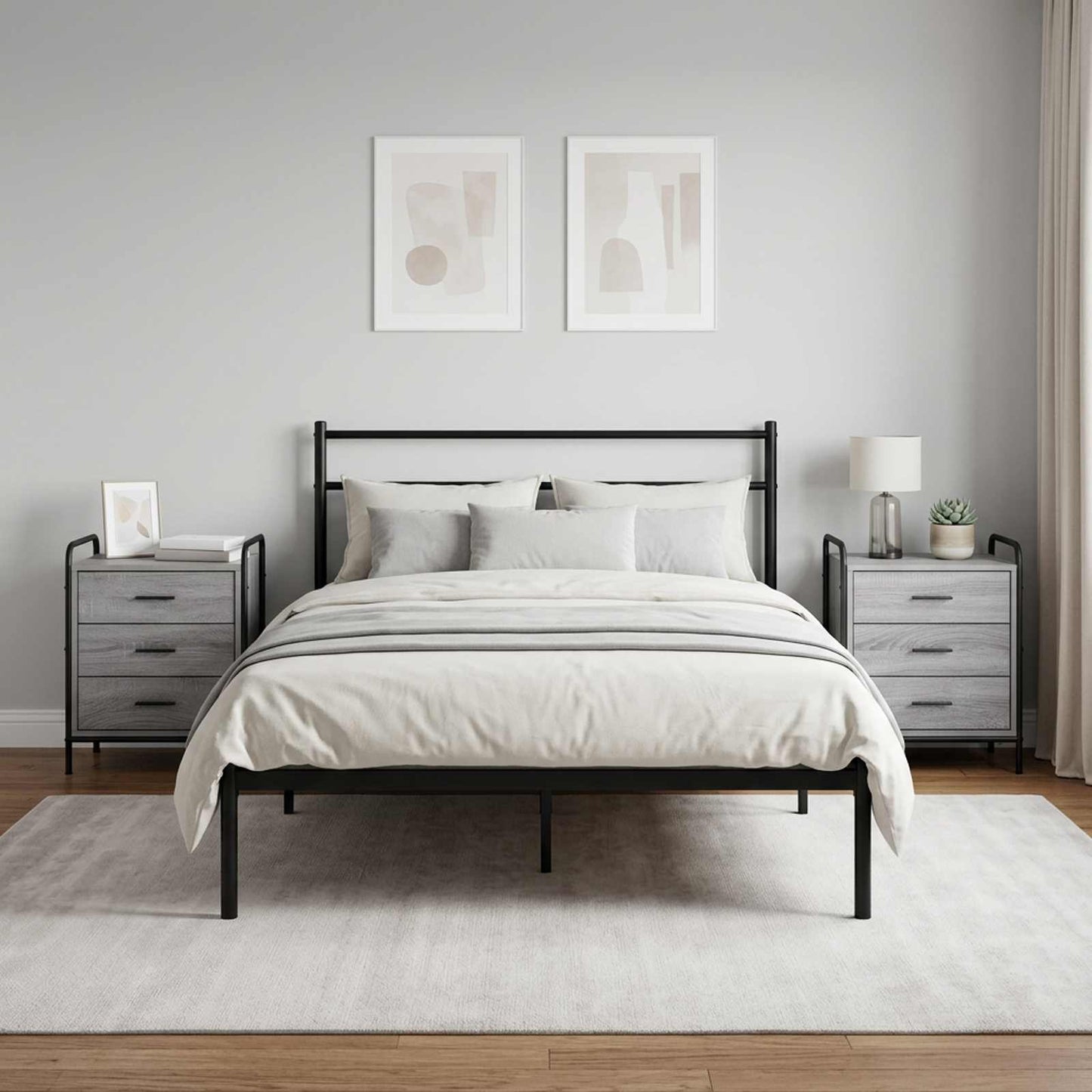 vidaXL Κομοδίνο 2 τμχ. Γκρι Sonoma 48 x 36,5 x 60 εκ