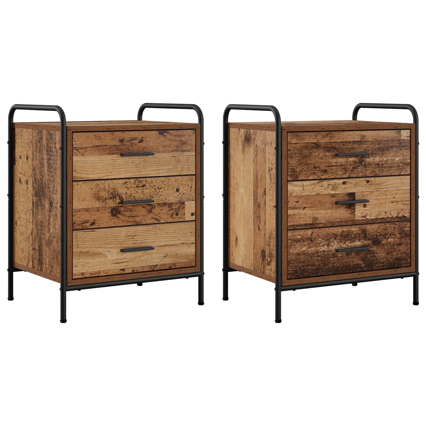 vidaXL Κομοδίνο 2 τμχ. Παλαιωμένο ξύλο 48 x 36,5 x 60 εκ