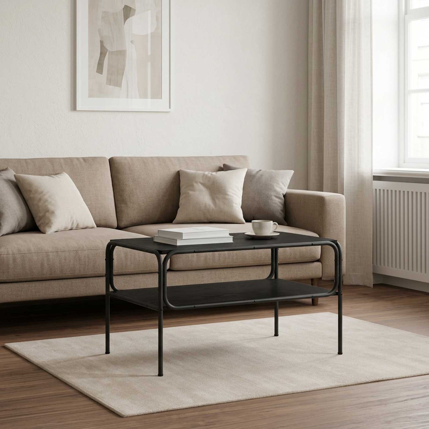 vidaXL Τραπεζάκι Πλευράς Μαύρη Δρυς 100 x 50 x 46 εκ