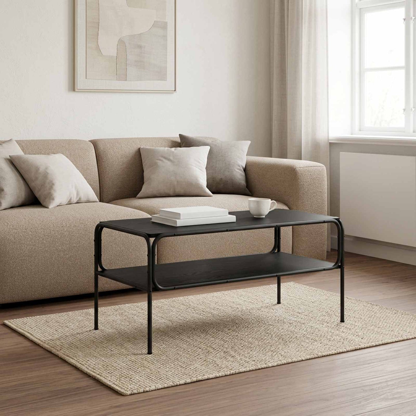 vidaXL Τραπεζάκι Πλευράς Μαύρη Δρυς 100 x 50 x 46 εκ