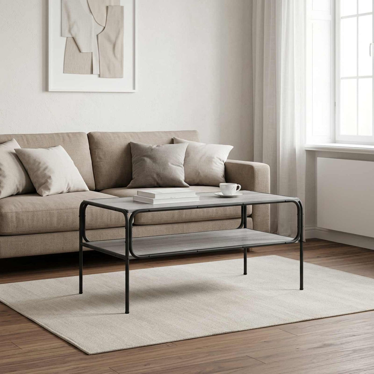 vidaXL Τραπεζάκι Πλευράς Γκρι Sonoma 100 x 50 x 46 εκ