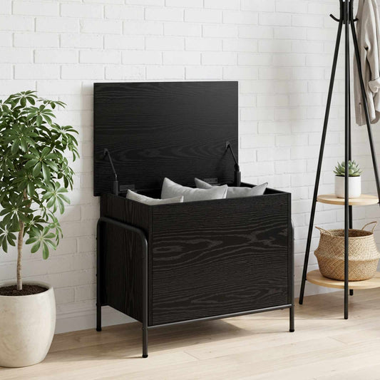 vidaXL Κουτί αποθήκευσης Μαύρη Δρυς 80 x 40 x 49,5 εκ