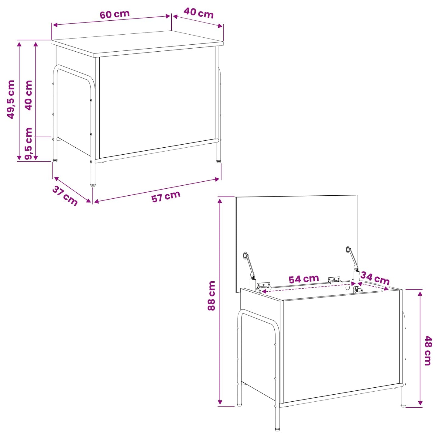 vidaXL Κουτί αποθήκευσης Γκρι Sonoma 80 x 40 x 49,5 εκ