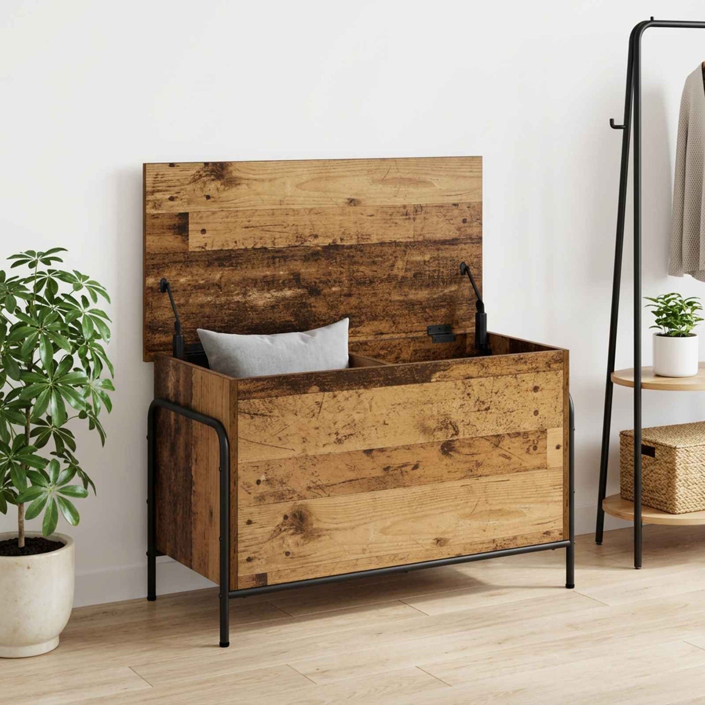 vidaXL Κουτί αποθήκευσης Παλαιωμένο ξύλο 80 x 40 x 49,5 εκ