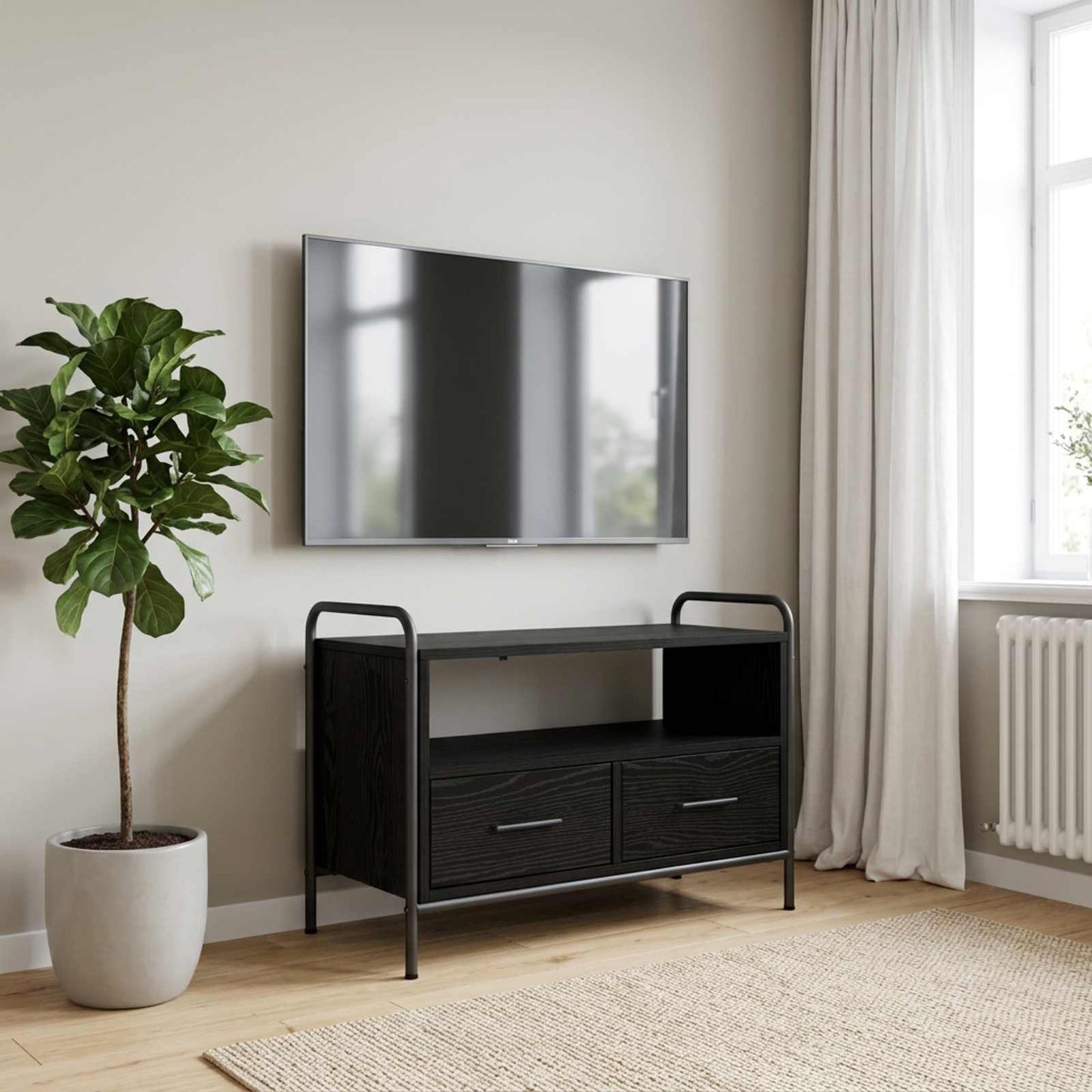 vidaXL Ντουλάπι TV 67,5 x 33 x 50 εκ Μαύρη Δρυς Επεξεργασμένο Ξύλο