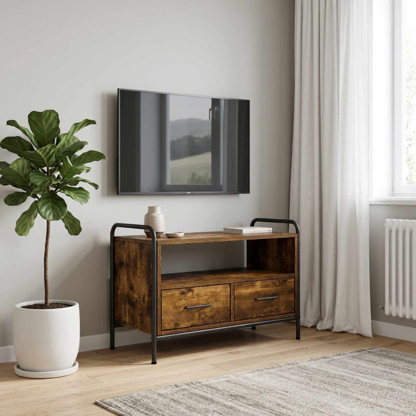 vidaXL Ντουλάπι TV 67,5 x 33 x 50 εκ Καπνισμένο Ξύλο Δρυός