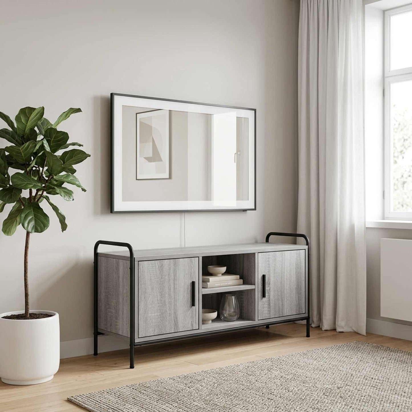vidaXL Ντουλάπι TV 99 x 33 x 50 εκ. Γκρι Sonoma Επεξεργασμένο Ξύλο