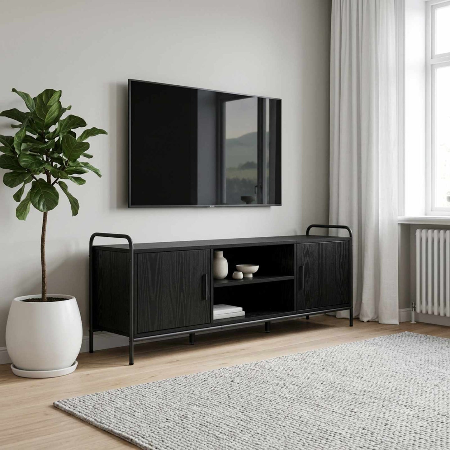 vidaXL Ντουλάπι TV 133 x 33 x 50 εκ. Μαύρη Δρυς Επεξεργασμένο Ξύλο
