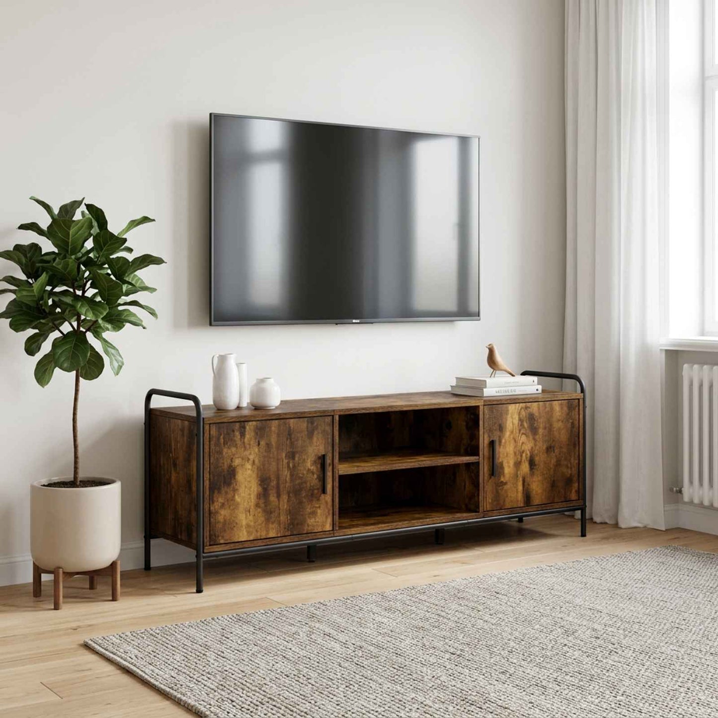 vidaXL Ντουλάπι TV 133 x 33 x 50 εκ. Καπνισμένο Ξύλο Δρυός