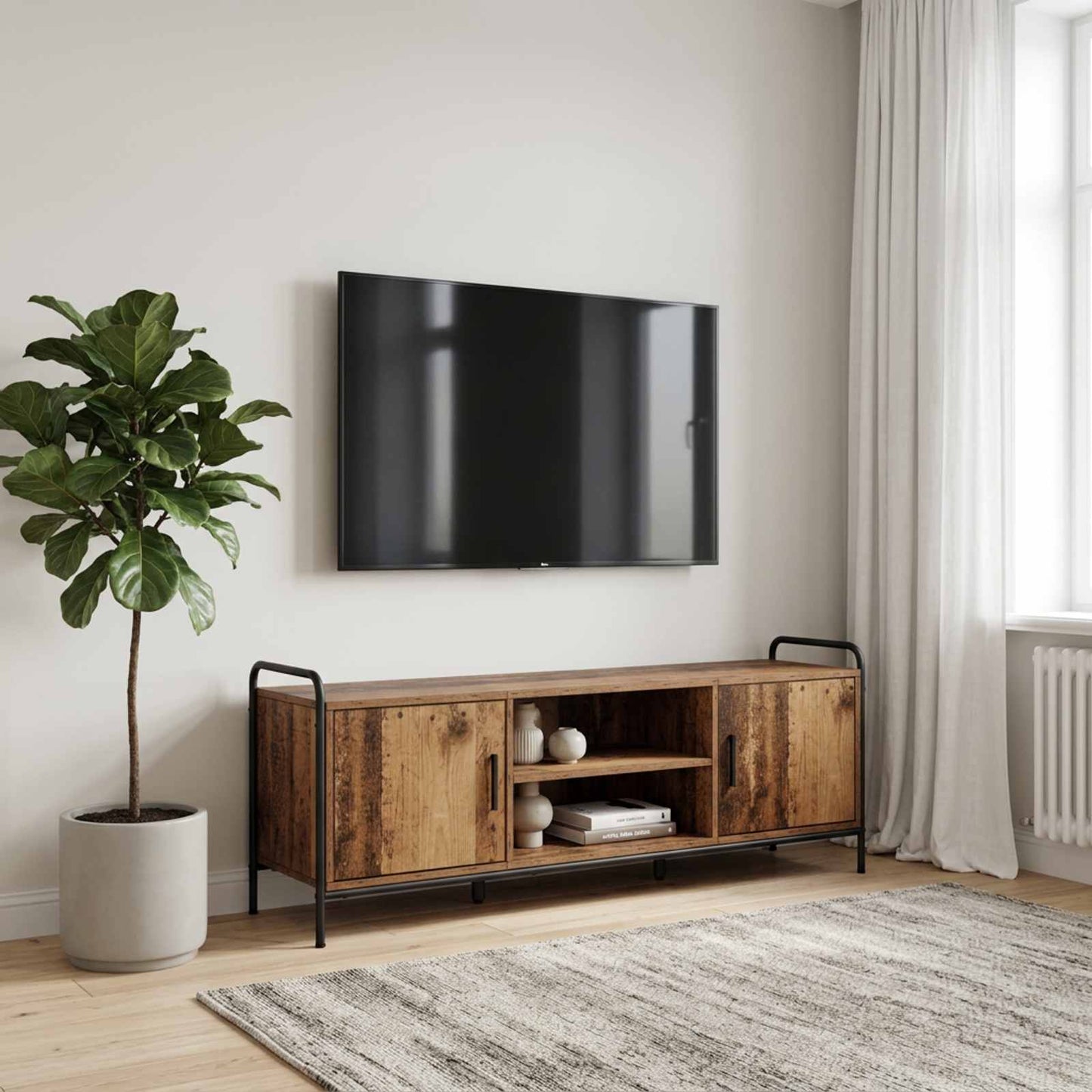vidaXL Ντουλάπι TV 133 x 33 x 50 εκ. Παλαιωμένο ξύλο