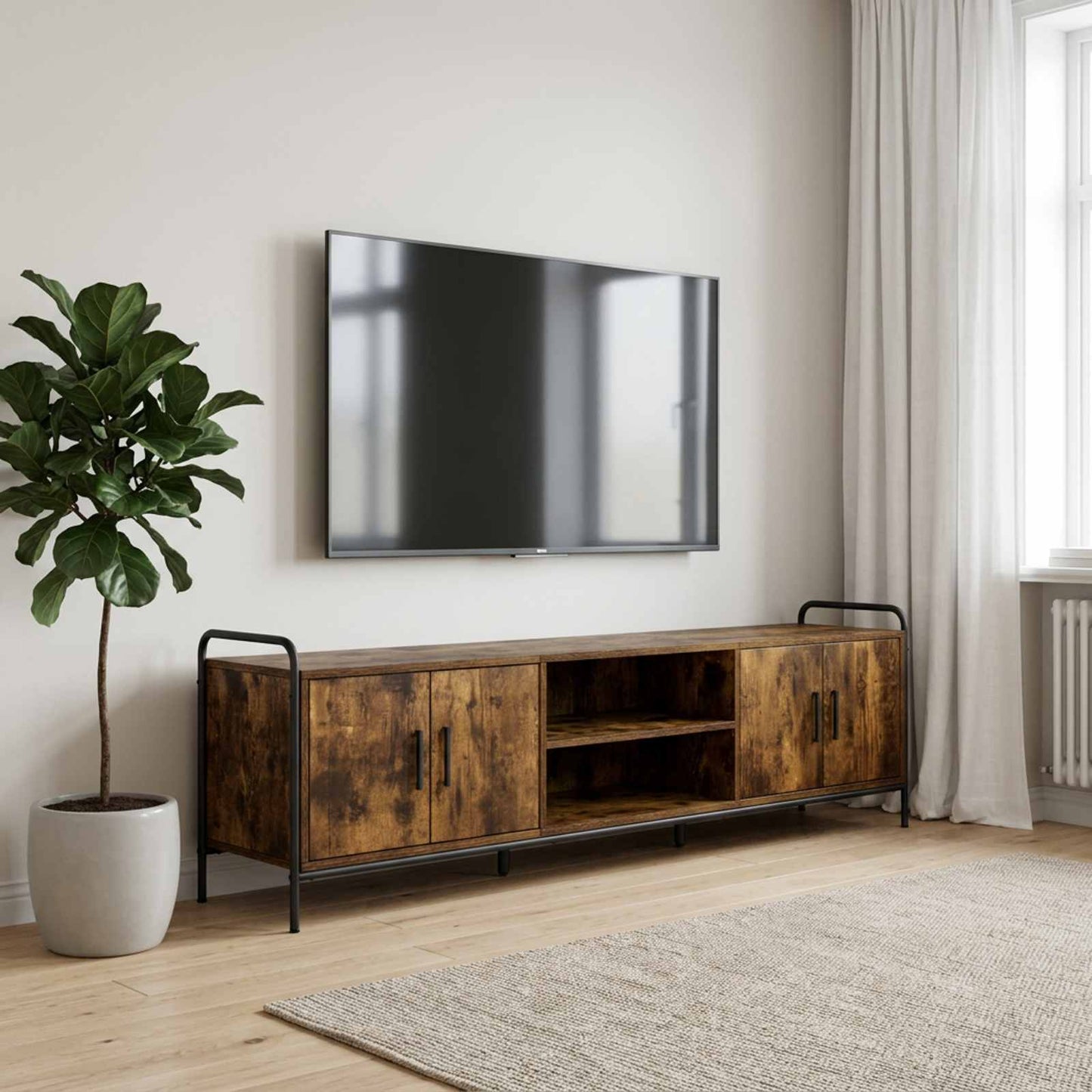 vidaXL Ντουλάπι TV 167,5 x 33 x 50 εκ Καπνισμένο Ξύλο Δρυός