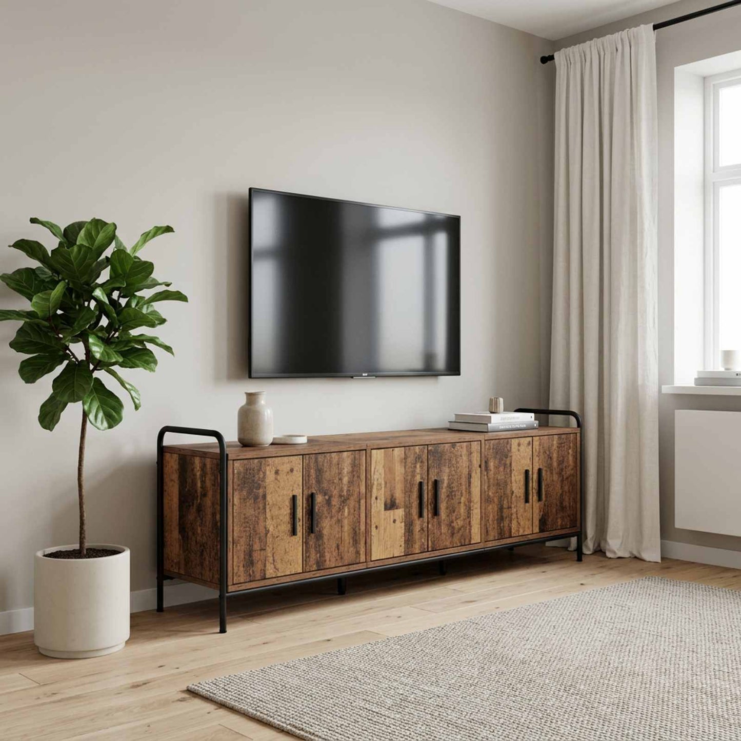 vidaXL Ντουλάπι TV 146 x 33 x 50 εκ Παλαιωμένο ξύλο Επεξεργασμένο Ξύλο