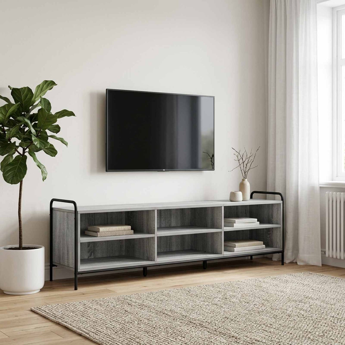 vidaXL Ντουλάπι TV 140 x 39,5 x 50 εκ. Γκρι Sonoma Επεξεργασμένο Ξύλο