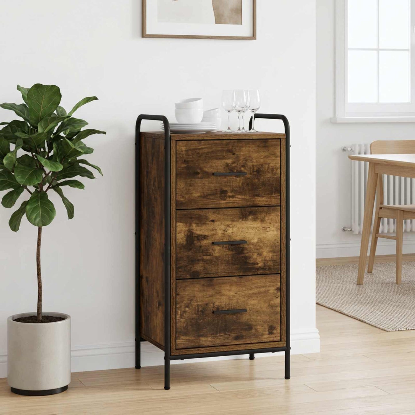vidaXL Πλαϊνό γραφείο Καπνισμένο Ξύλο Δρυός 97 x 33 x 81 εκ