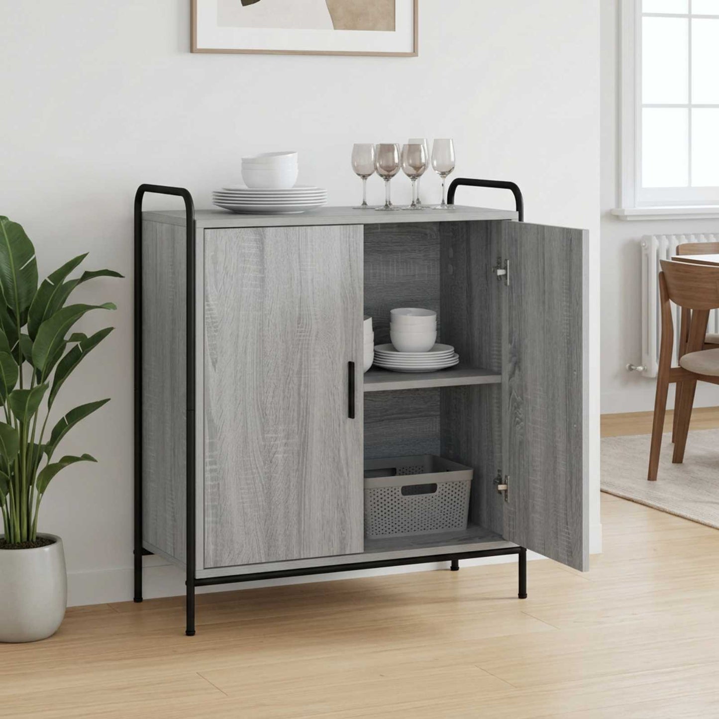 vidaXL Πλαϊνό γραφείο Γκρι Sonoma 97 x 33 x 81 εκ Επεξεργασμένο Ξύλο