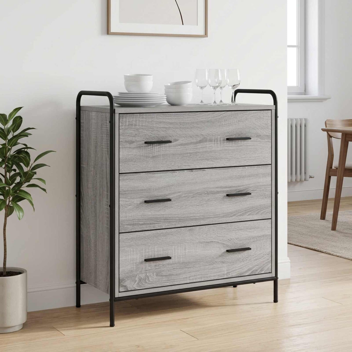 vidaXL Πλαϊνό γραφείο Γκρι Sonoma 97 x 33 x 81 εκ Επεξεργασμένο Ξύλο