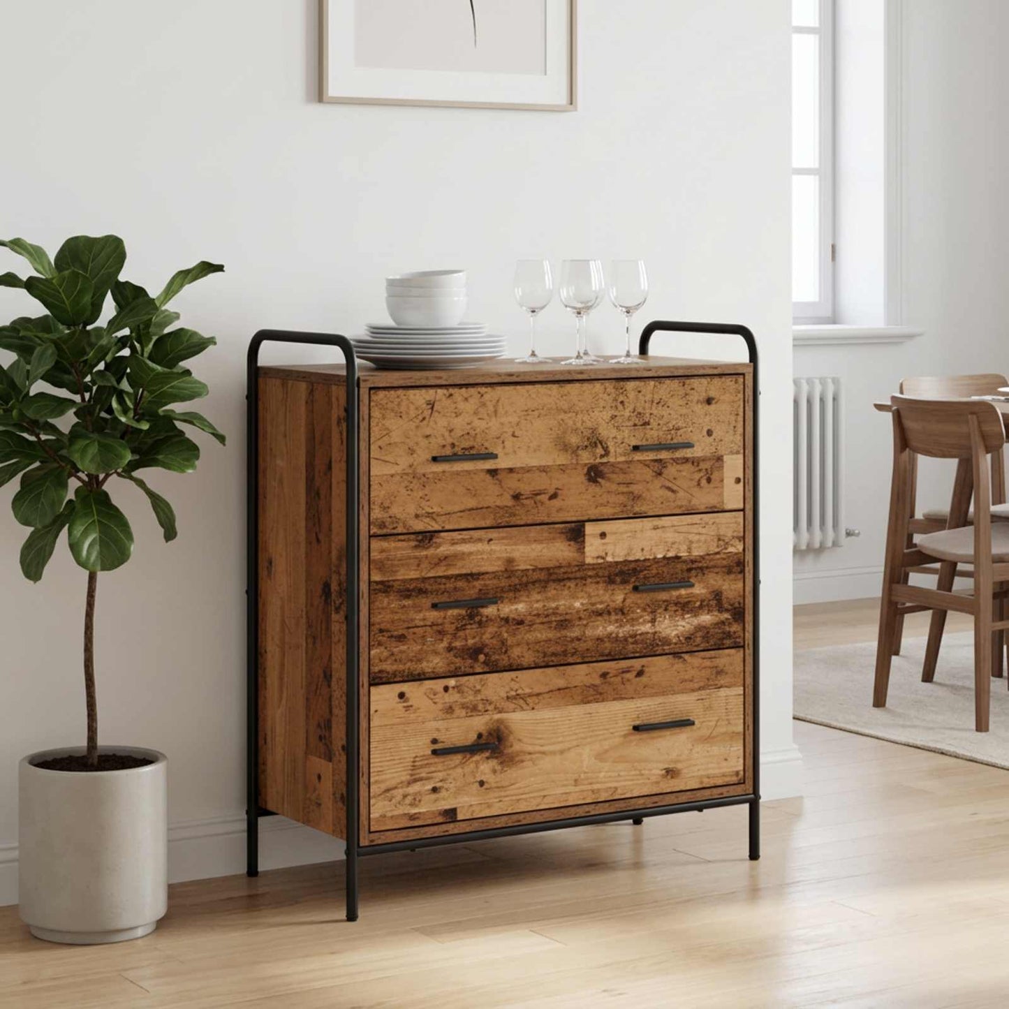 vidaXL Πλαϊνό γραφείο Παλαιωμένο ξύλο 97 x 33 x 81 εκ