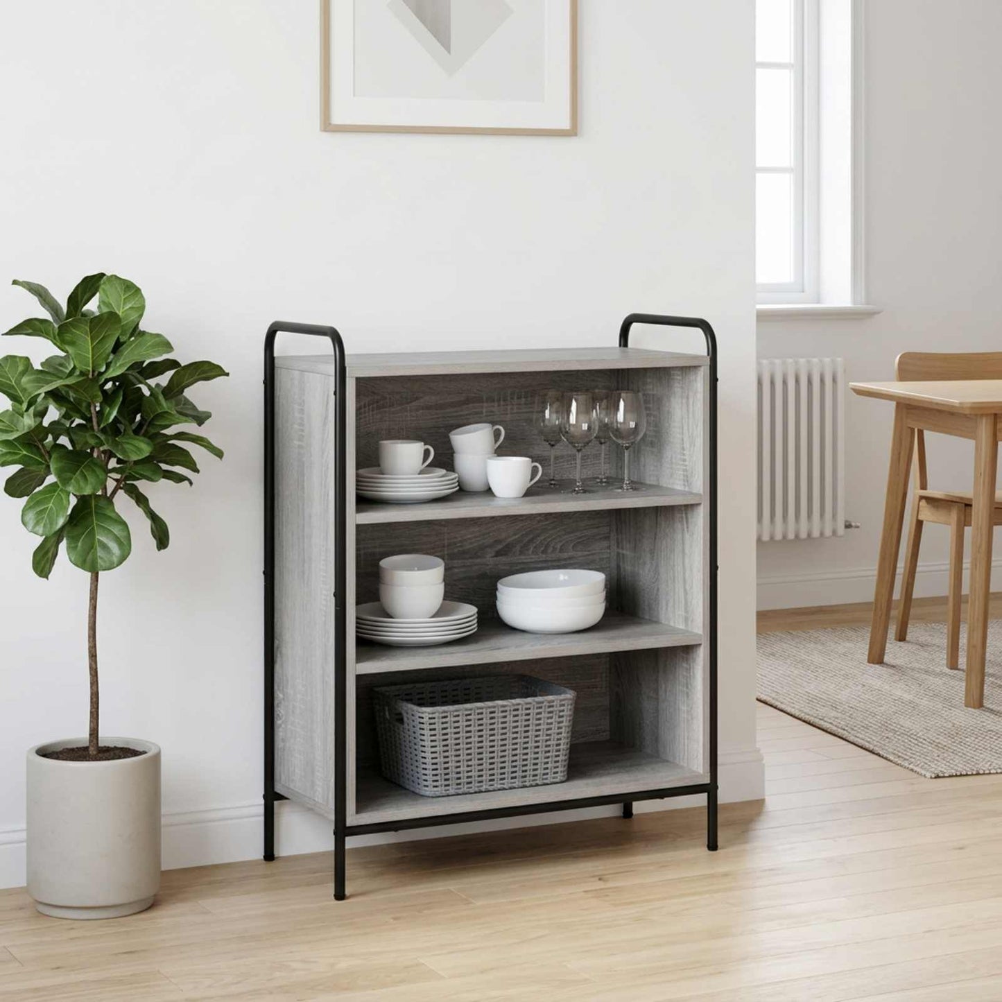 vidaXL Πλαϊνό γραφείο Γκρι Sonoma 97 x 33 x 81 εκ Επεξεργασμένο Ξύλο