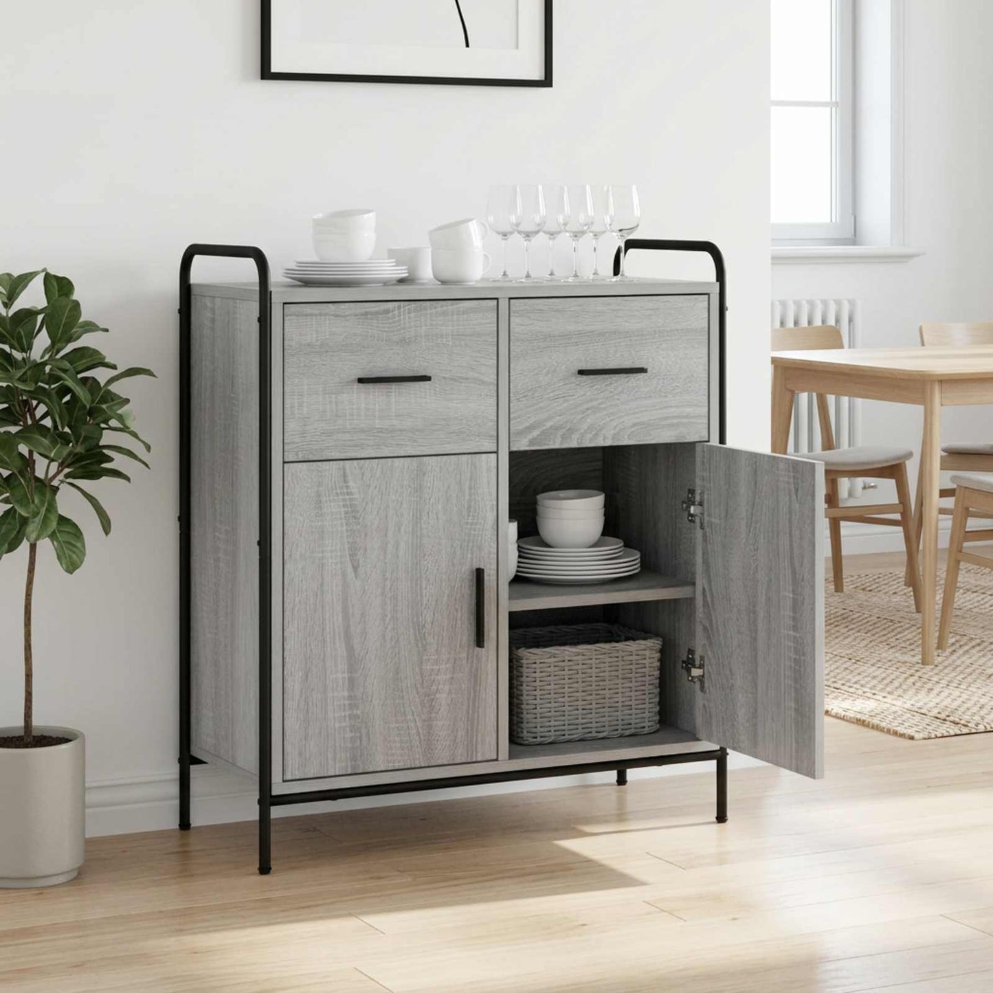 vidaXL Πλαϊνό γραφείο Γκρι Sonoma 97 x 33 x 81 εκ Επεξεργασμένο Ξύλο