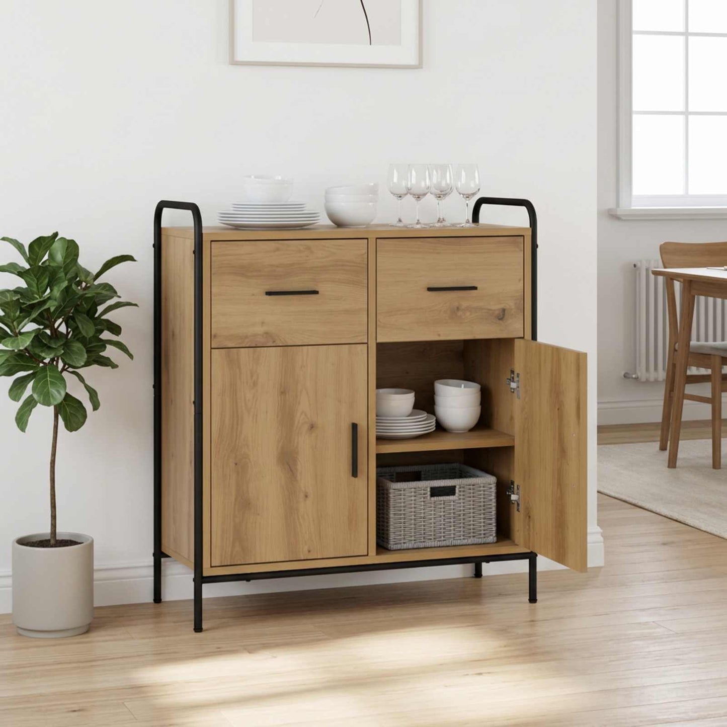 vidaXL Πλαϊνό γραφείο Artisan Δρυς 97 x 33 x 81 εκ Επεξεργασμένο Ξύλο