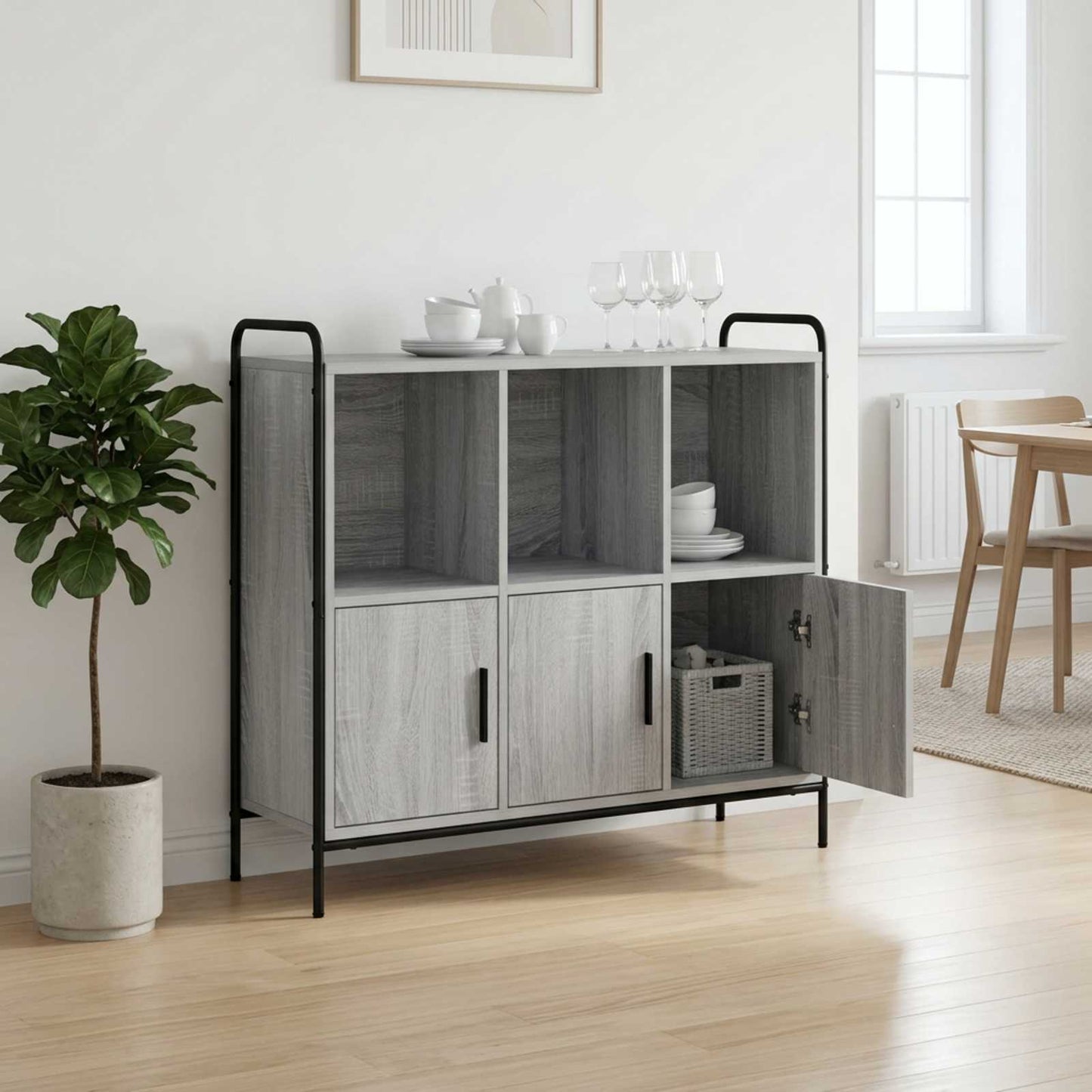 vidaXL Πλαϊνό γραφείο Γκρι Sonoma 97 x 33 x 81 εκ Επεξεργασμένο Ξύλο