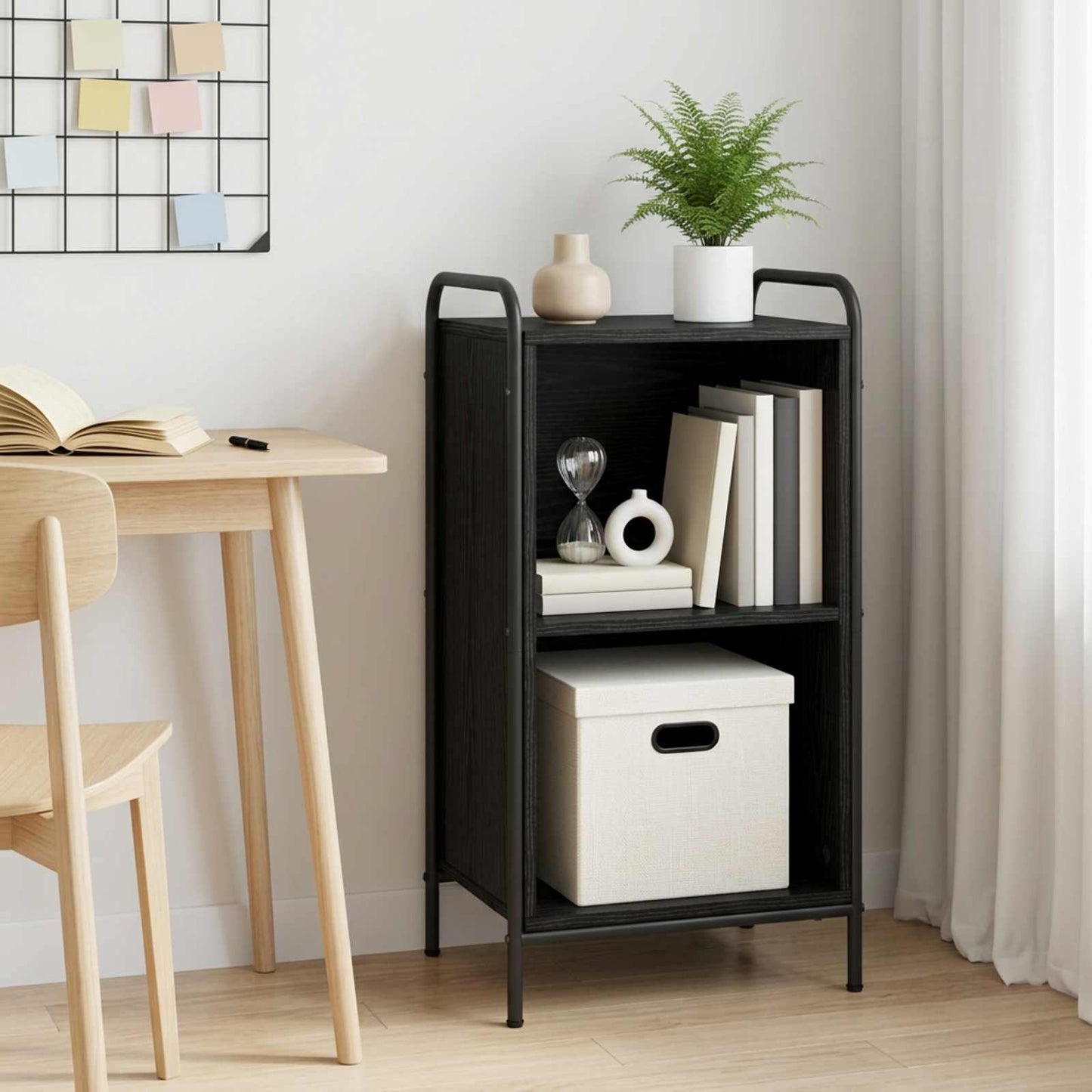 vidaXL Βιβλιοθήκη 55,5 x 33 x 174 εκ Επεξεργασμένο Ξύλο Μαύρη Δρυς