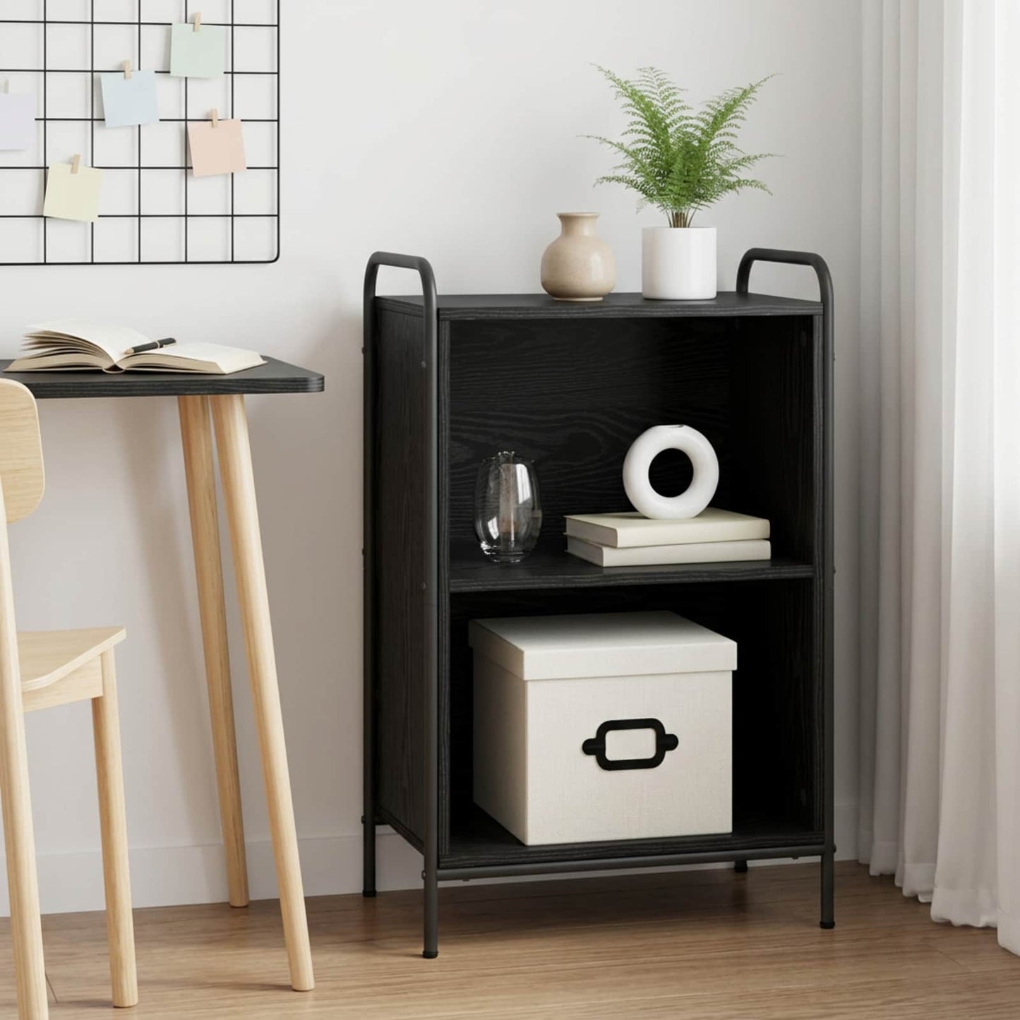 vidaXL Βιβλιοθήκη 55,5 x 33 x 174 εκ Επεξεργασμένο Ξύλο Μαύρη Δρυς