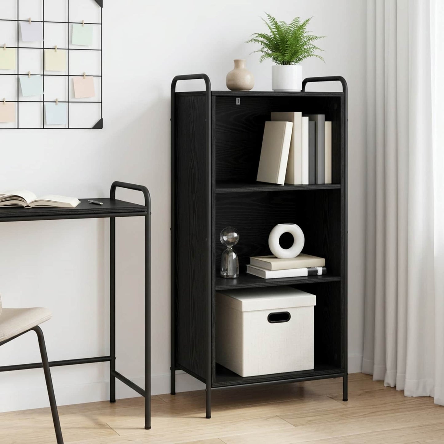 vidaXL Βιβλιοθήκη 55,5 x 33 x 174 εκ Επεξεργασμένο Ξύλο Μαύρη Δρυς