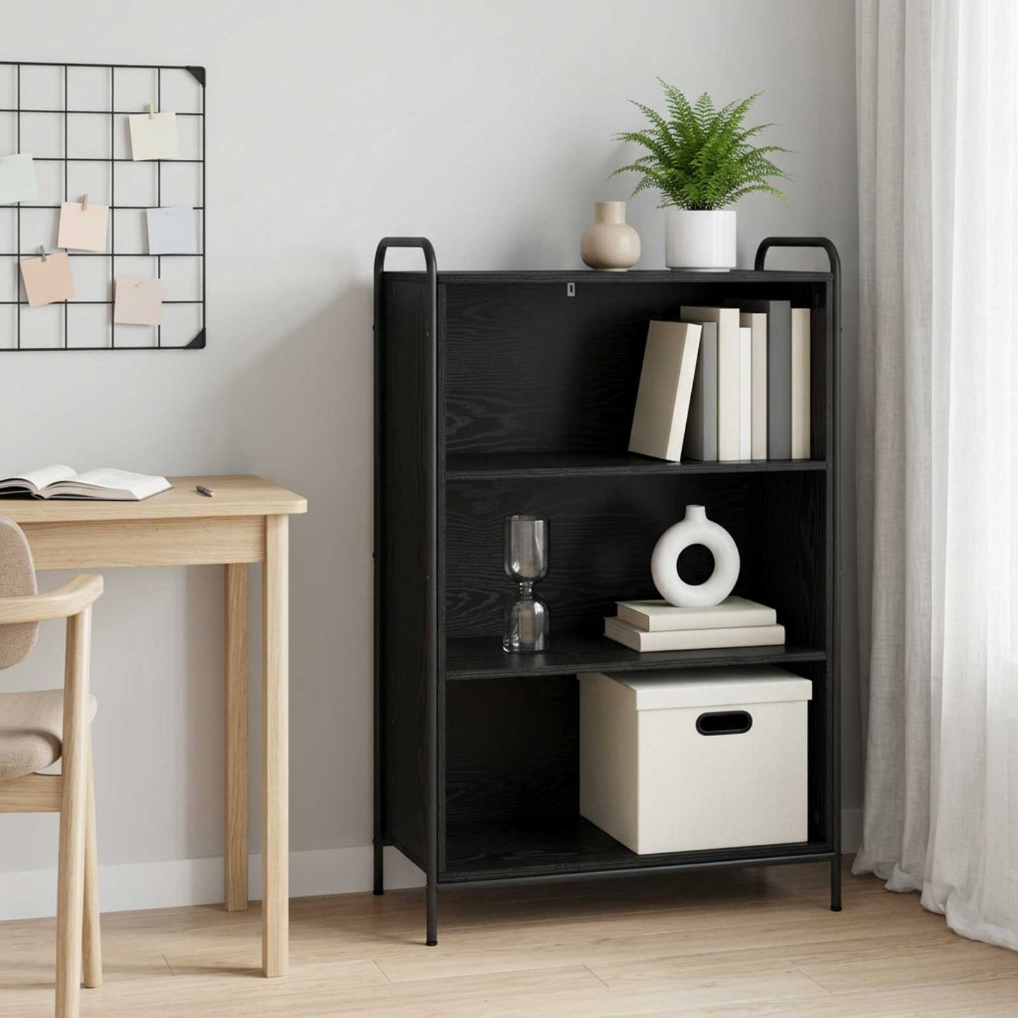 vidaXL Βιβλιοθήκη 55,5 x 33 x 174 εκ Επεξεργασμένο Ξύλο Μαύρη Δρυς