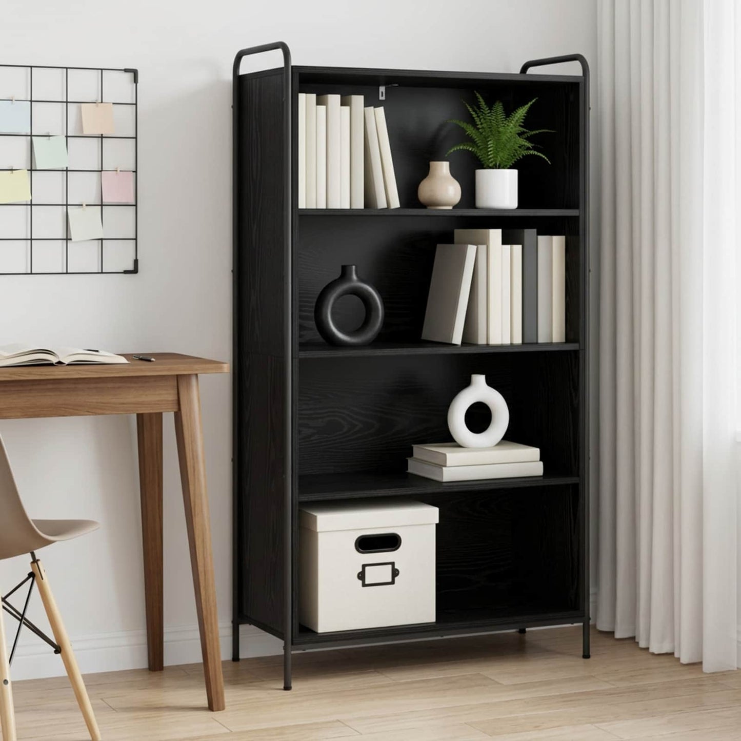vidaXL Βιβλιοθήκη 55,5 x 33 x 174 εκ Επεξεργασμένο Ξύλο Μαύρη Δρυς