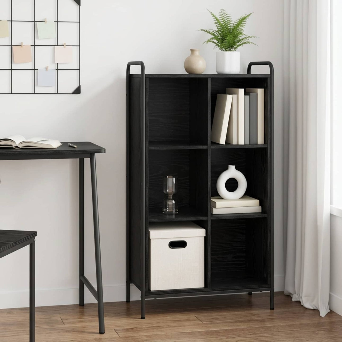 vidaXL Βιβλιοθήκη 57 x 33 x 111 εκ Επεξεργασμένο Ξύλο Μαύρη Δρυς
