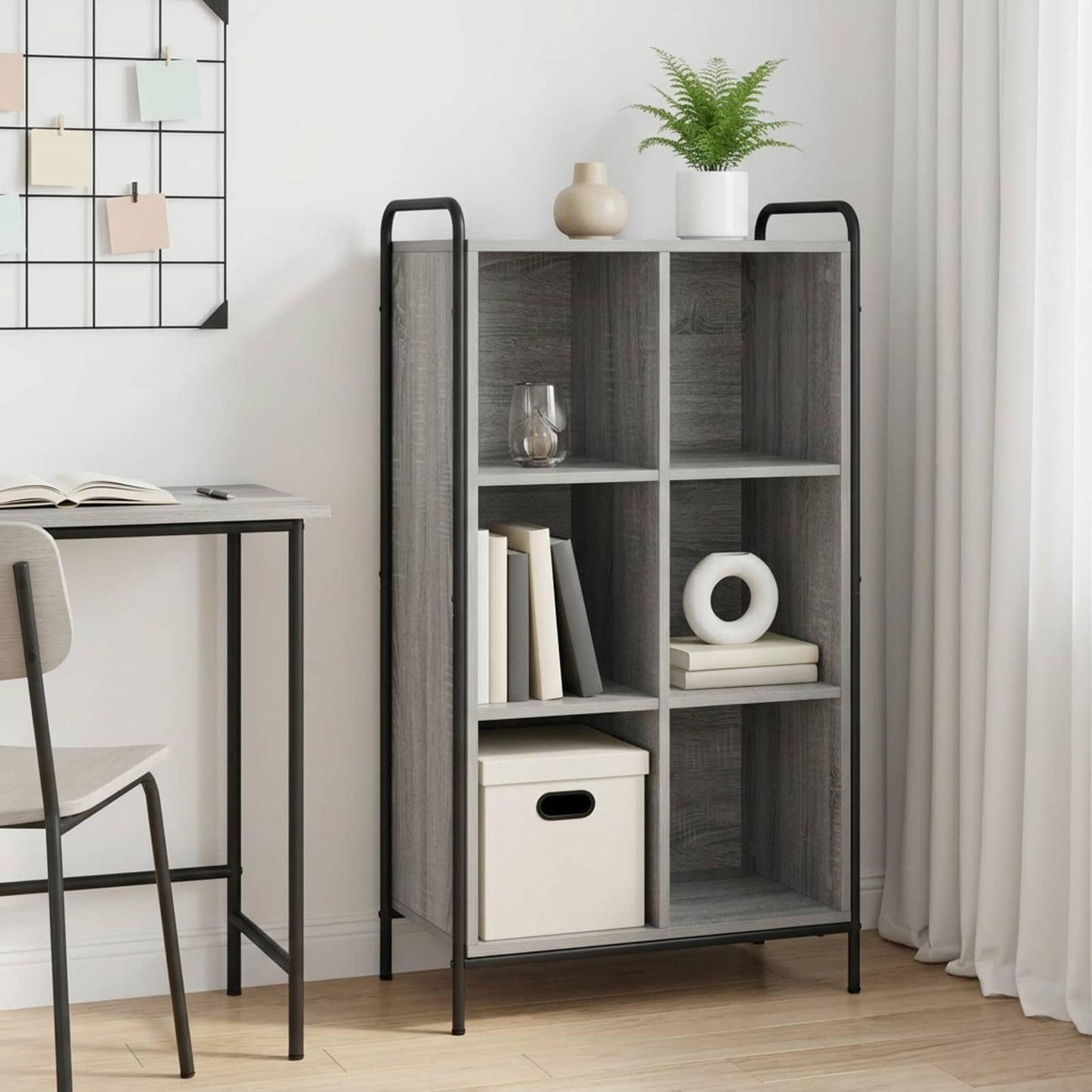 vidaXL Βιβλιοθήκη 57 x 33 x 111 εκ Επεξεργασμένο Ξύλο Γκρι Sonoma
