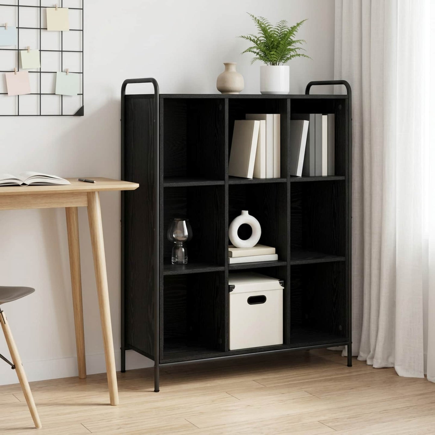 vidaXL Βιβλιοθήκη 57 x 33 x 111 εκ Επεξεργασμένο Ξύλο Μαύρη Δρυς